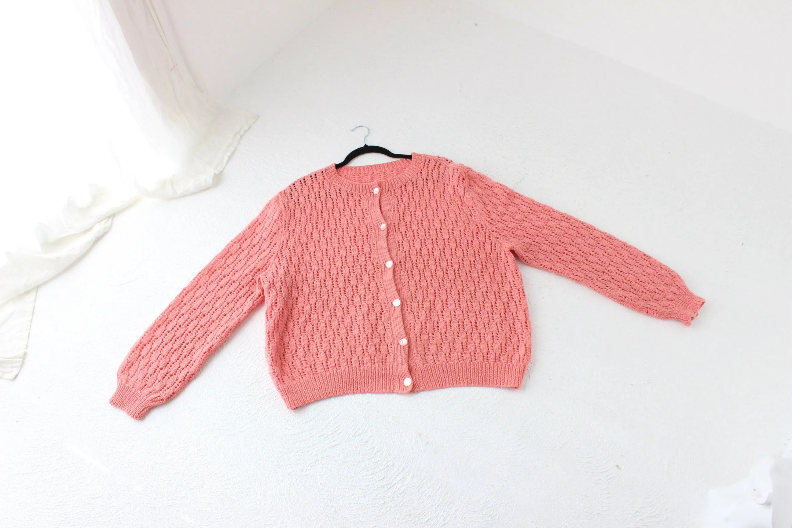 80s Hand Made Slouchy Button Front Knit