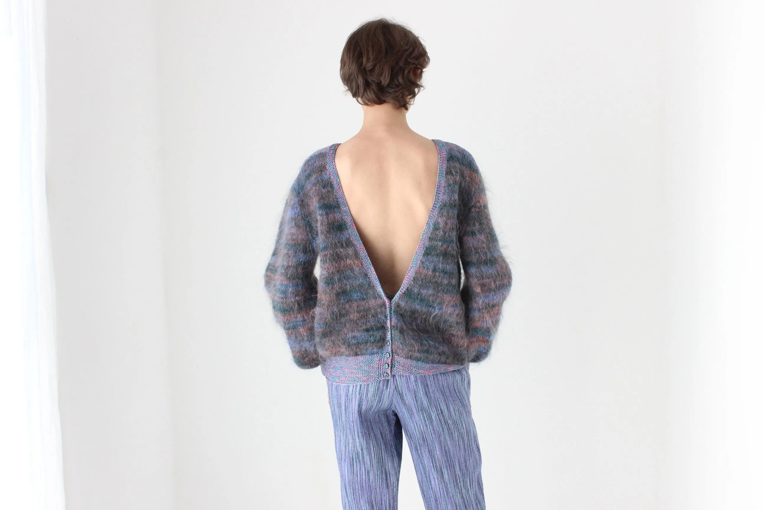 80s Reversible Mohair & Wool Cardigan or Backless Sweater