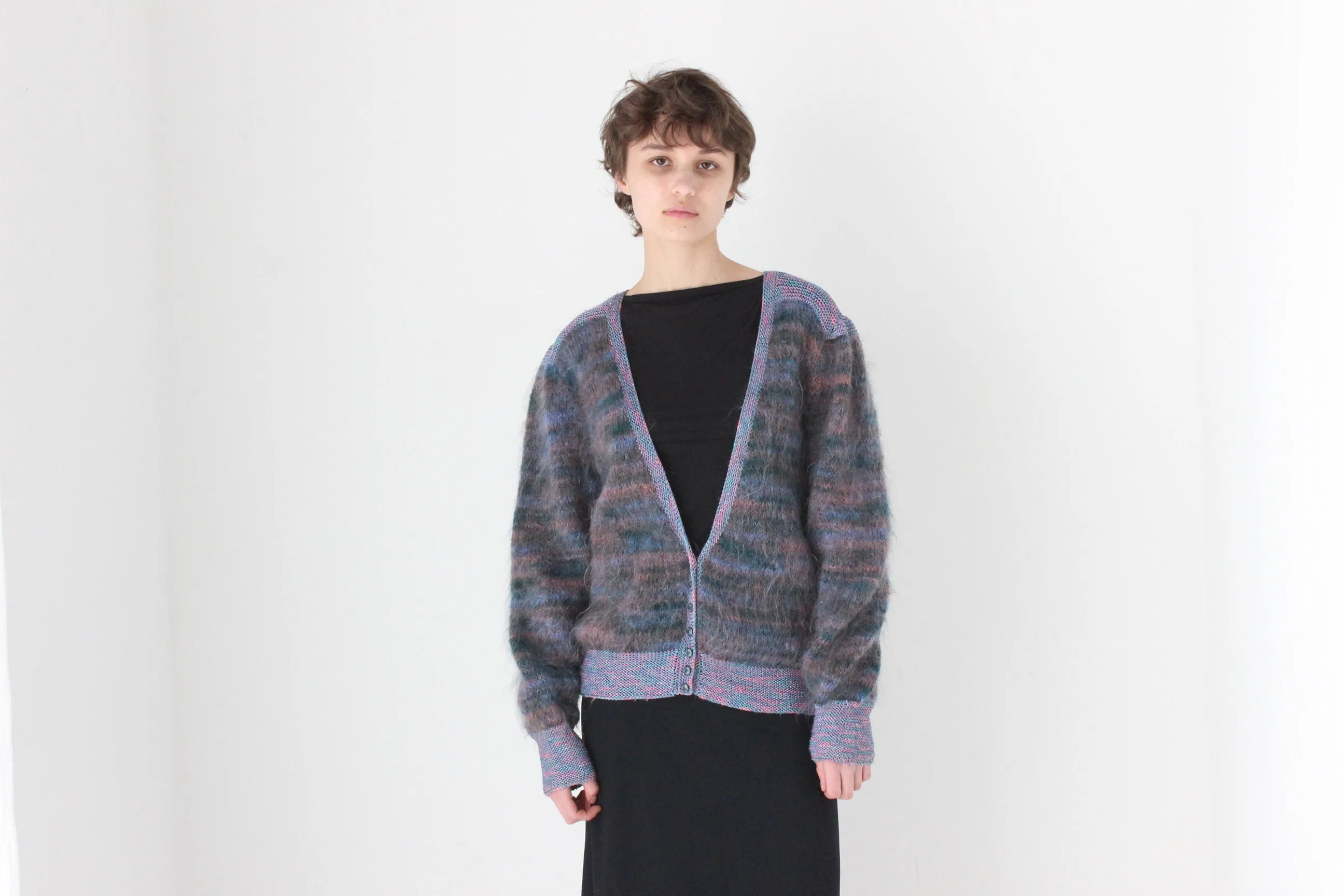 80s Reversible Mohair & Wool Cardigan or Backless Sweater