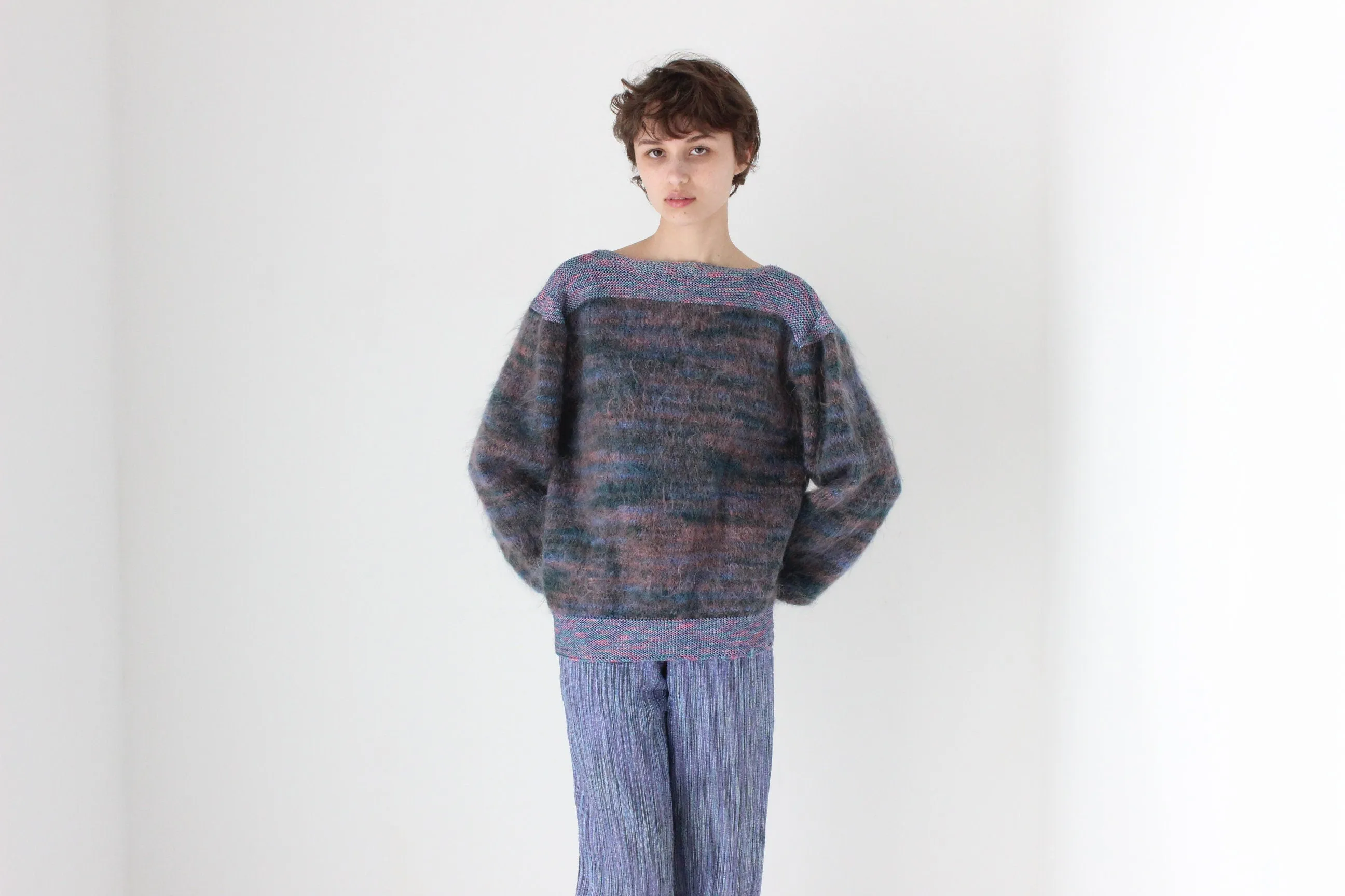 80s Reversible Mohair & Wool Cardigan or Backless Sweater
