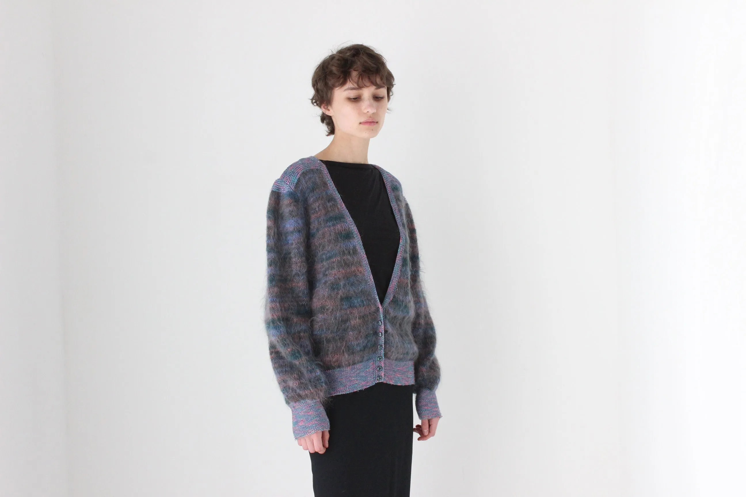 80s Reversible Mohair & Wool Cardigan or Backless Sweater