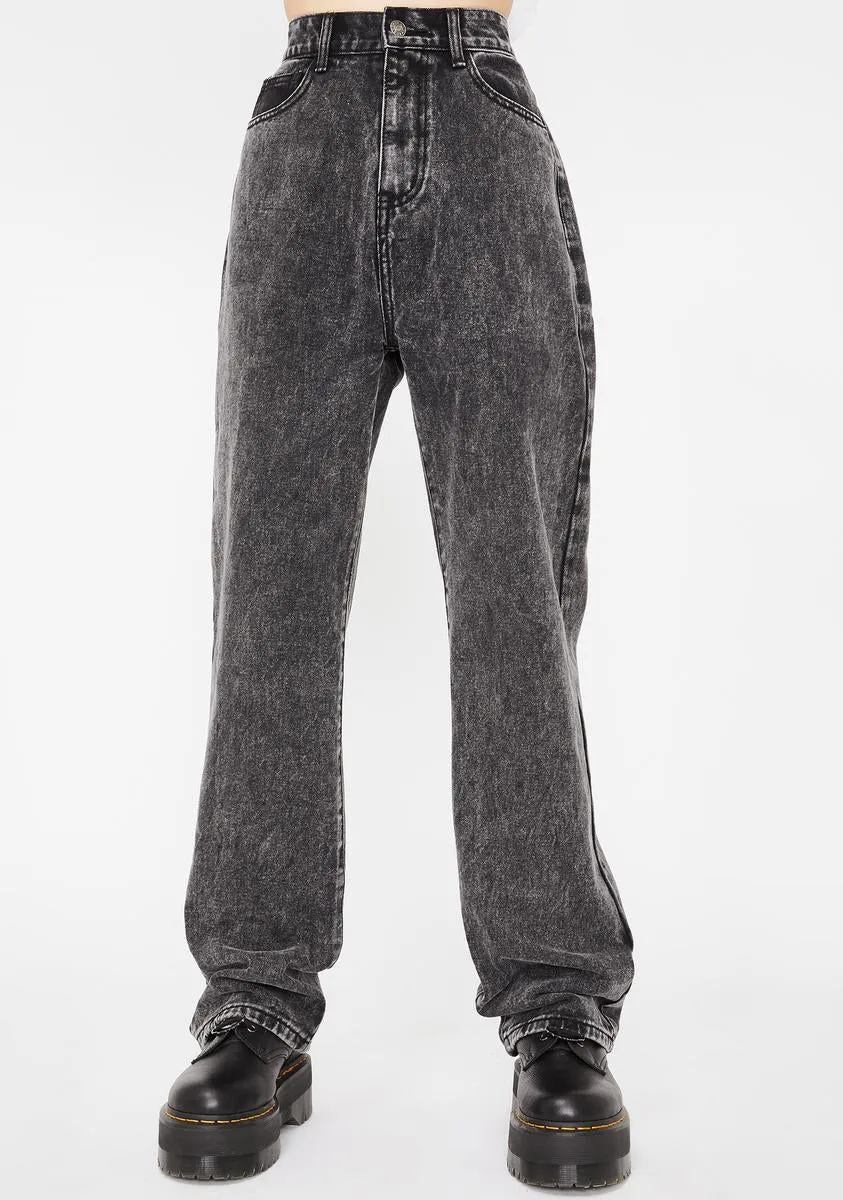 Acid Wash Loose Fit Denim Jeans