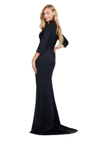 Ashley Lauren 11418 Long Evening Dress Scuba Formal Gown Square Neckline Formal Mother of Bride Groom