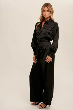 Black Satin Jumpsuit