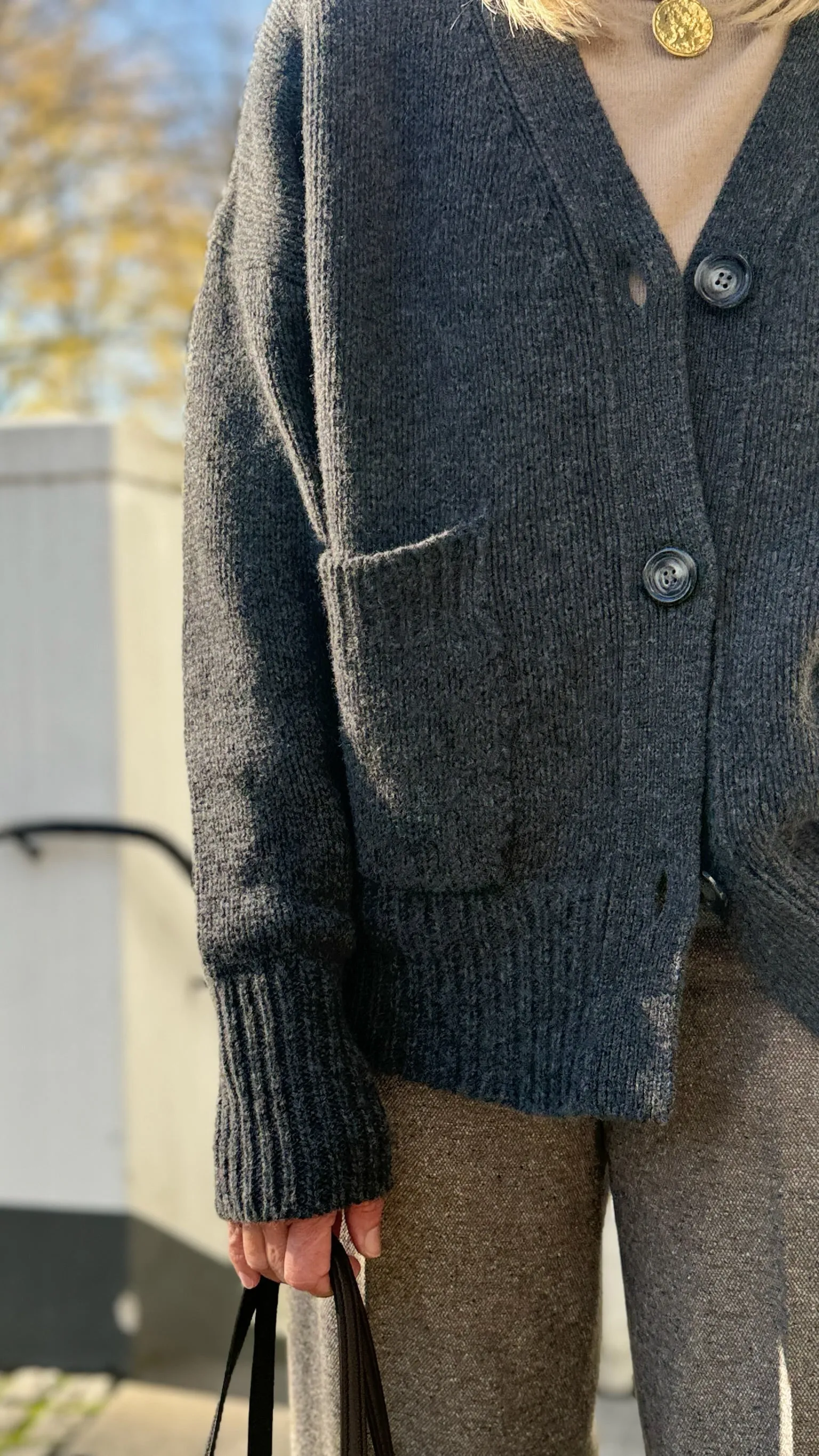 Chunky oversized Cardigan, Anthrazit-Melange