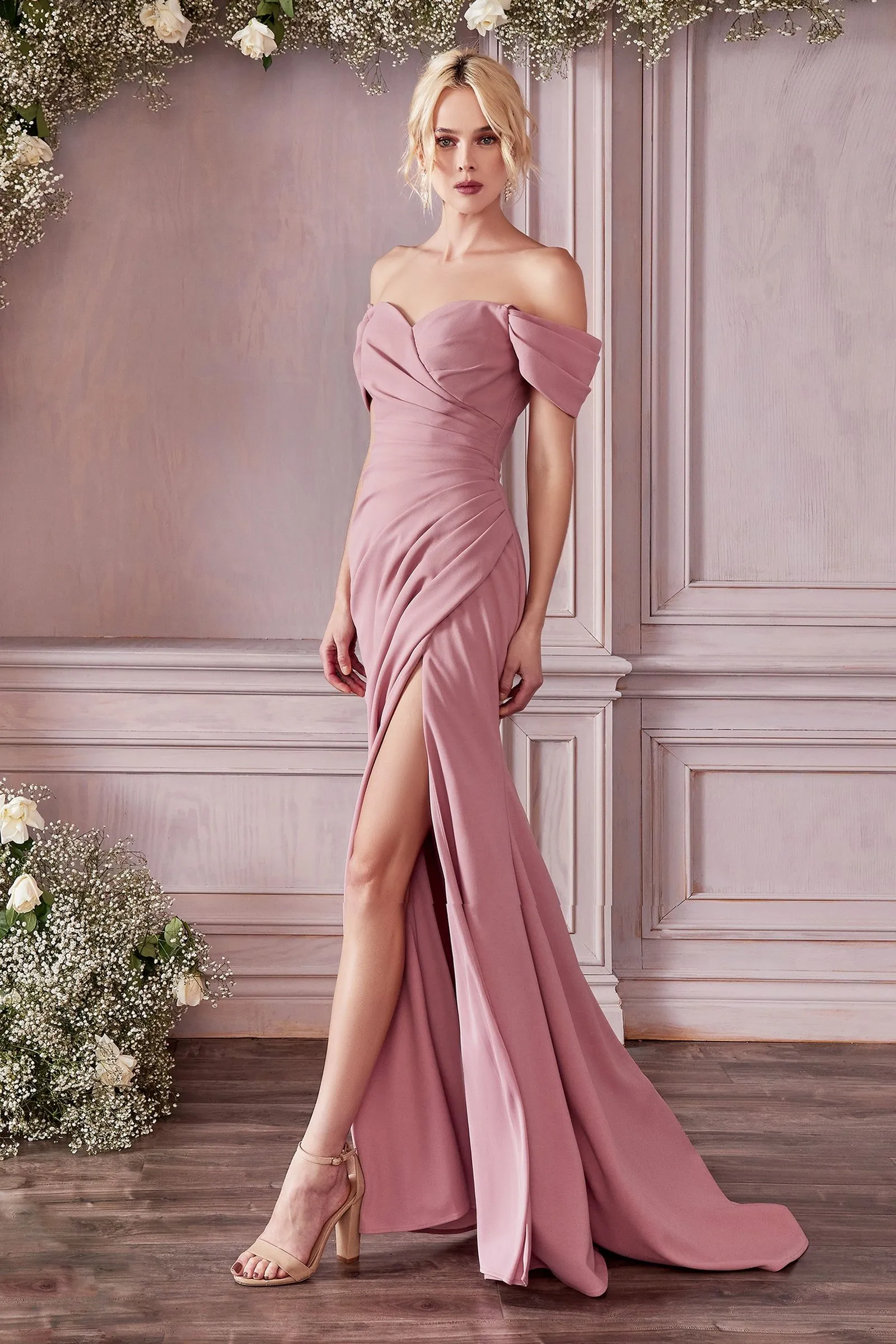 CREPE OFF THE SHOULDER DRESS CDKV1057