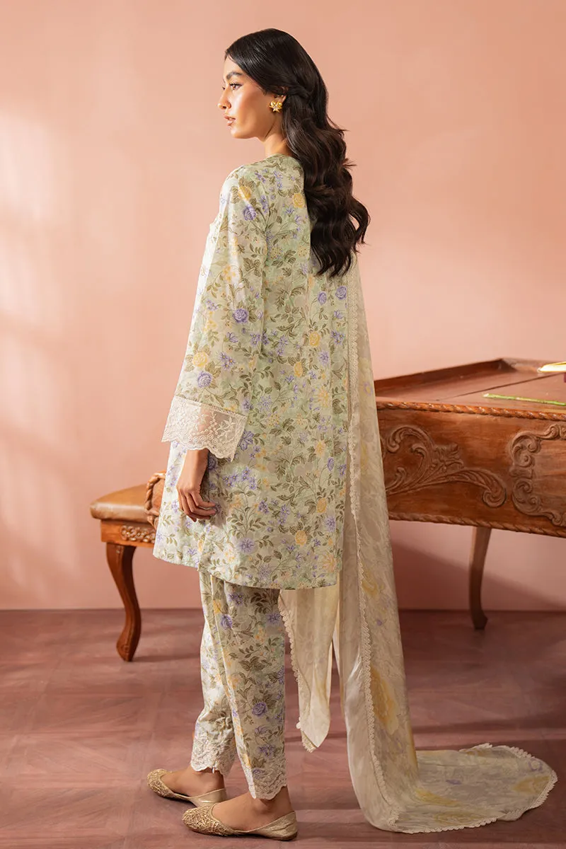 Cross Stitch Seher Cambric – Aqua Plush-3 Piece Printed Suit
