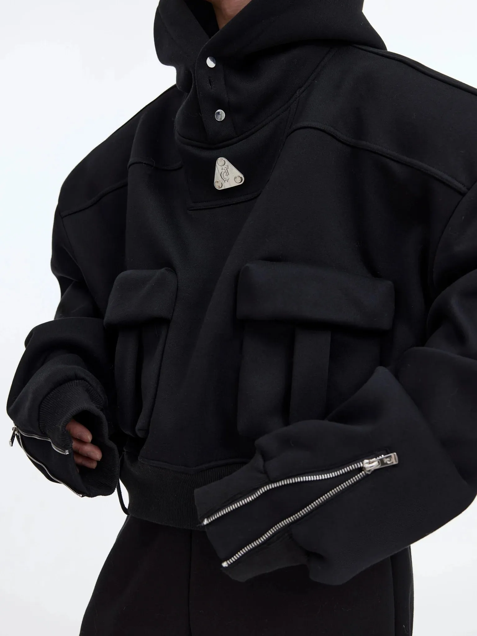 Deconstructed Heavy Hoodie with Large Pockets and Casual Sports Set
