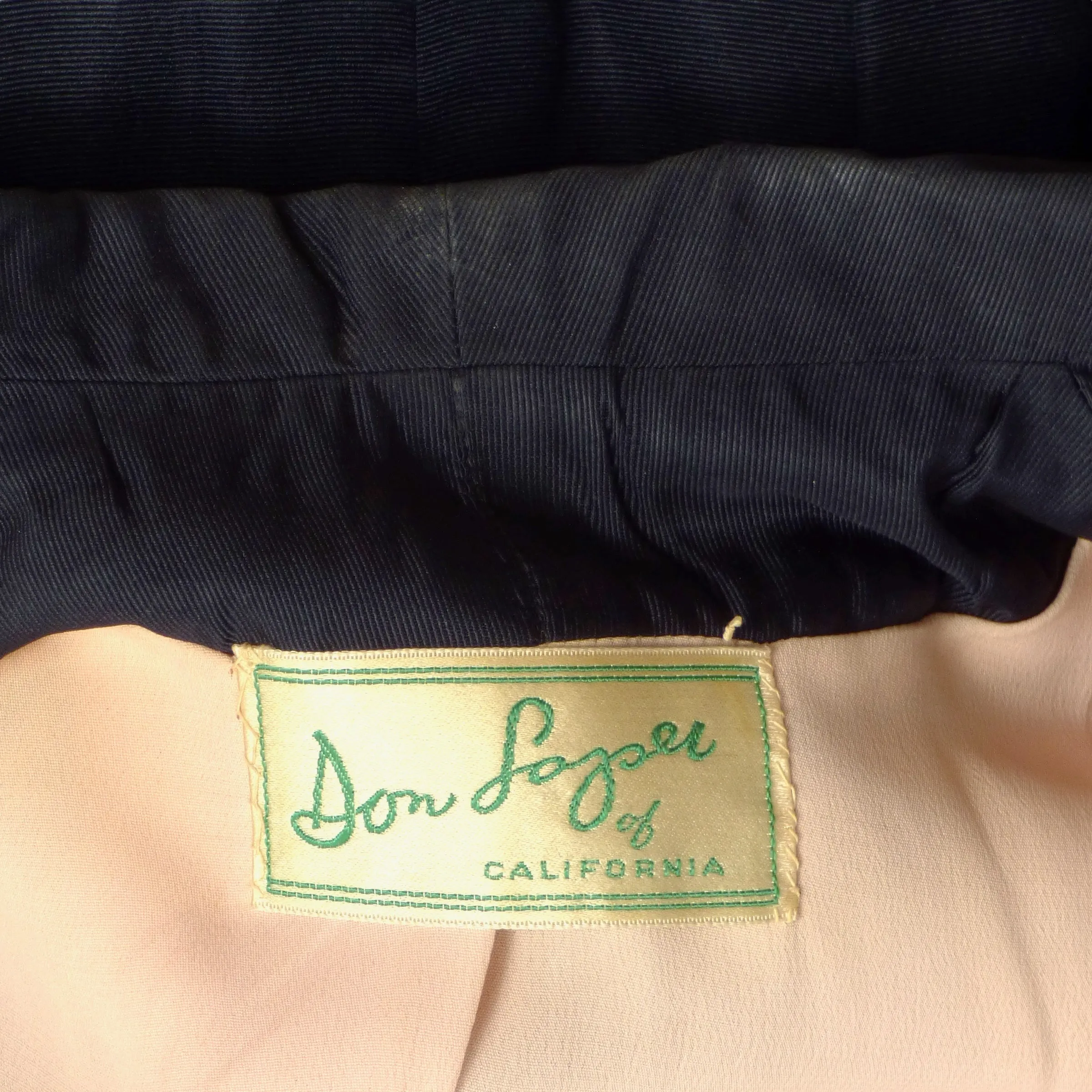DON LOPER- 1950s Navy Silk Skirt Suit, Size 8