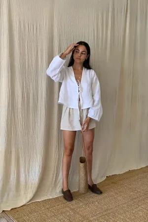 Elegant And Simple Lace Up Blouse