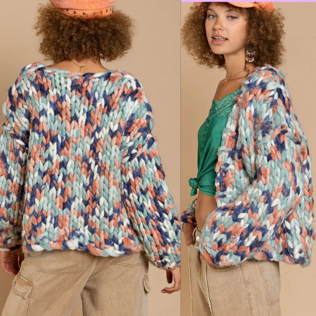 Hand-made Chunk Knit Cardigan Sweater