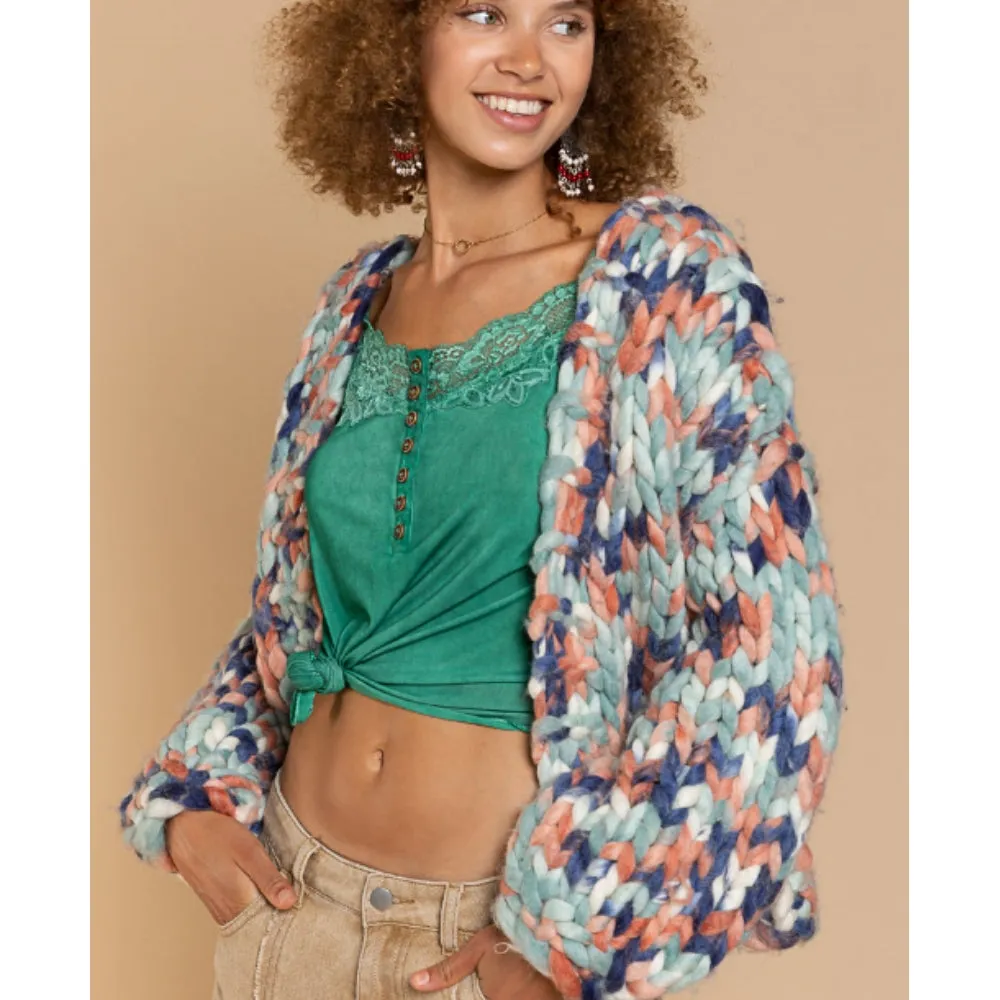 Hand-made Chunk Knit Cardigan Sweater