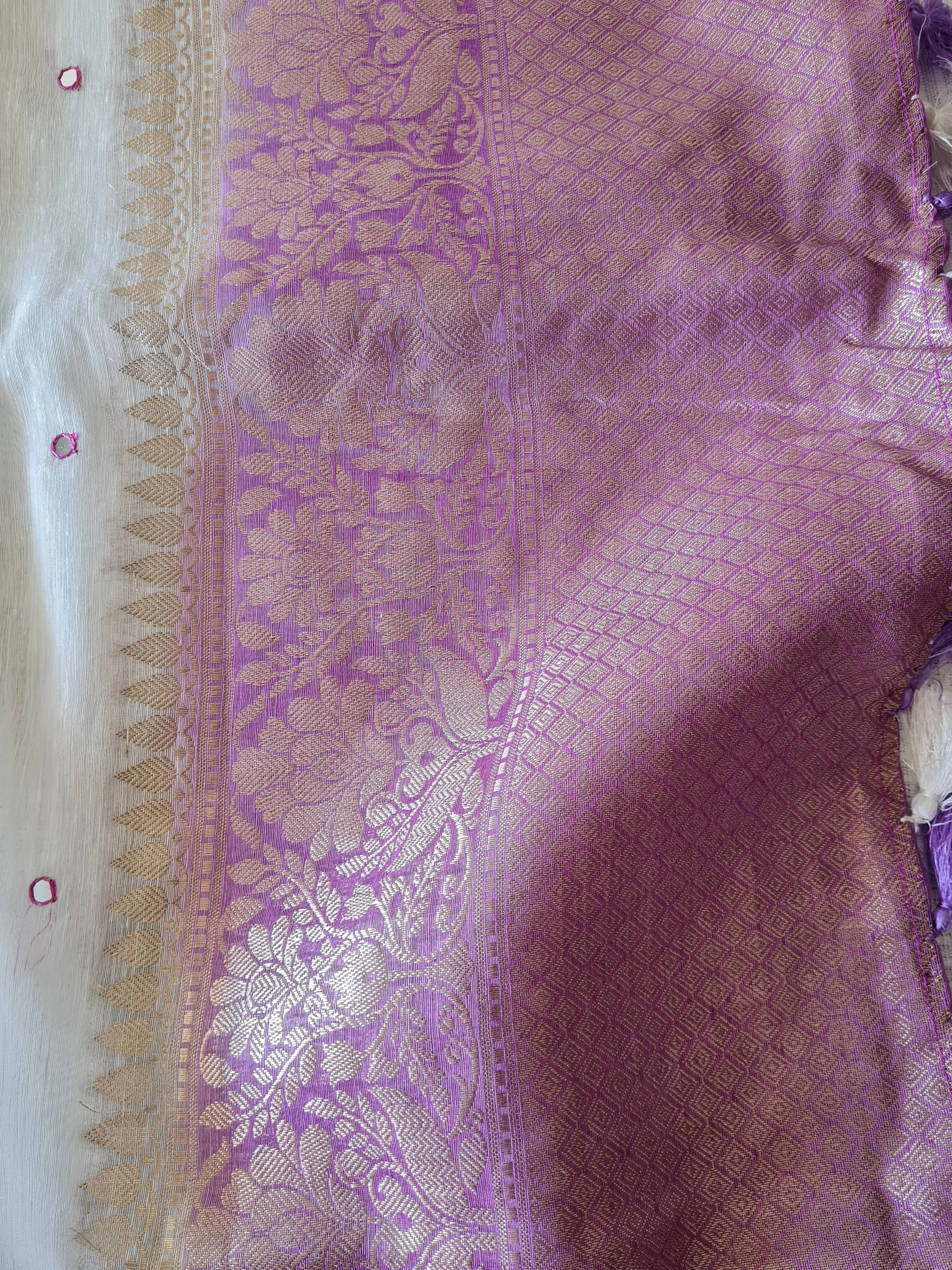 Handloom Silk Linen Saree with Mirror Work
