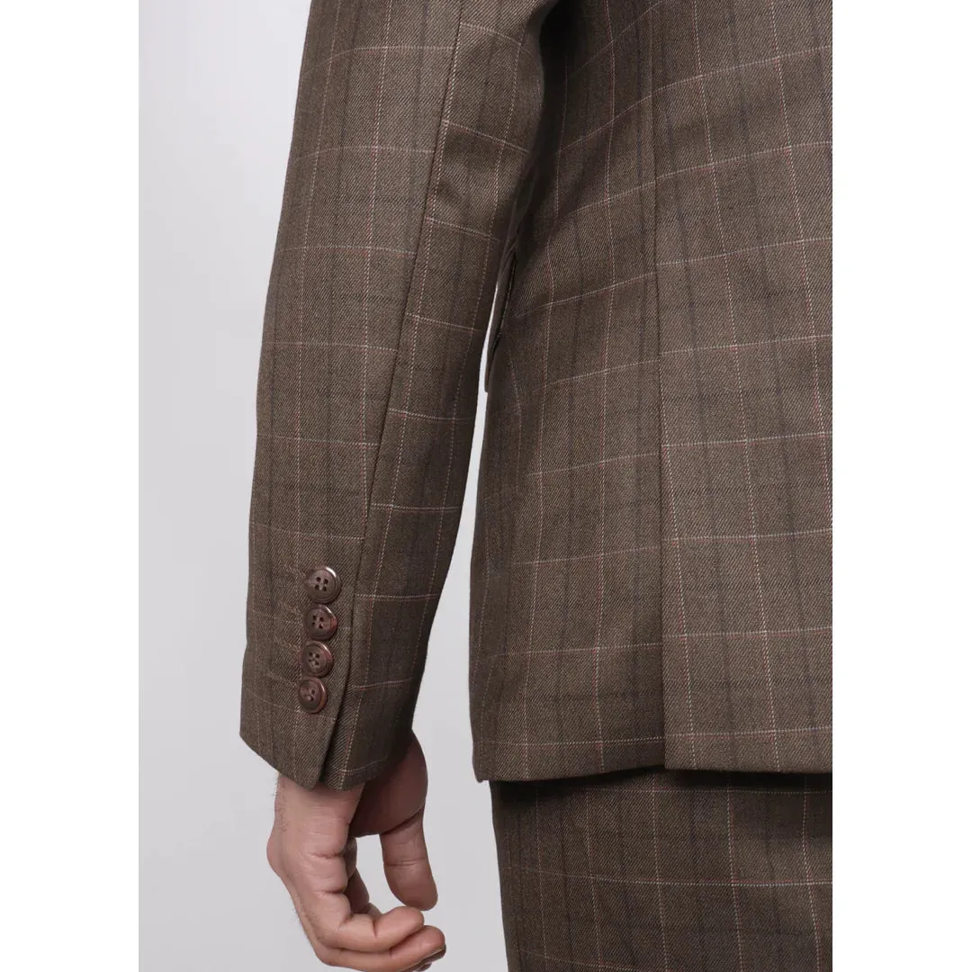 IM2 - Men's Brown Check 3 Piece Suit