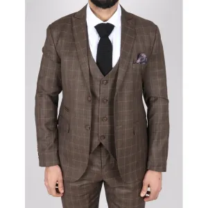 IM2 - Men's Brown Check 3 Piece Suit