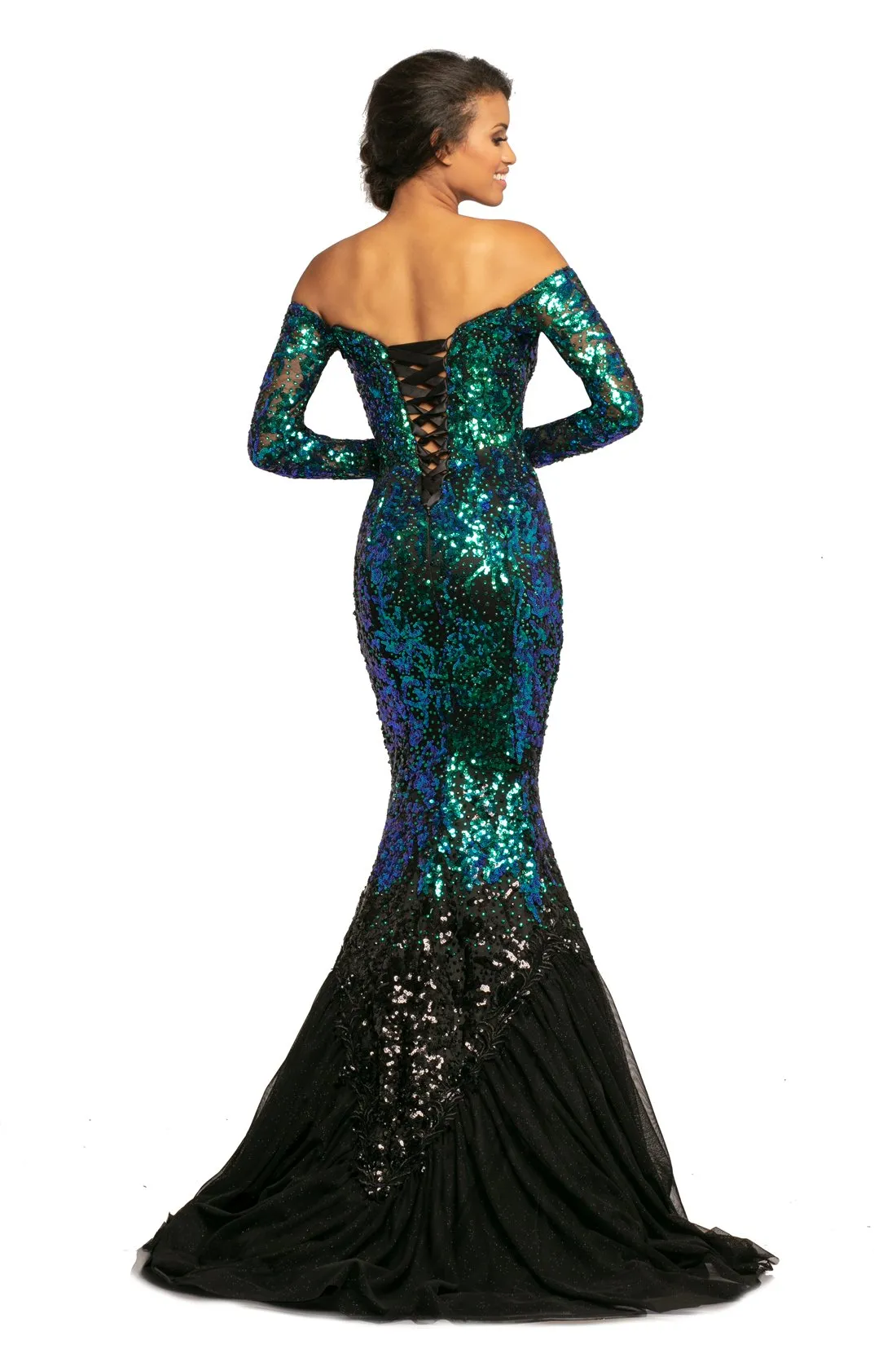 Johnathan Kayne 2062 Gold Black size 8, 10 Evening Gown Off the Shoulder Sequin Mermaid Prom Dress Pageant Gown