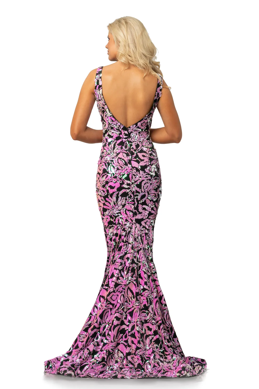 Johnathan Kayne 2106 Size 12, 16 Lilac Prom Dress Velvet Sequin Mermaid Pageant Gown