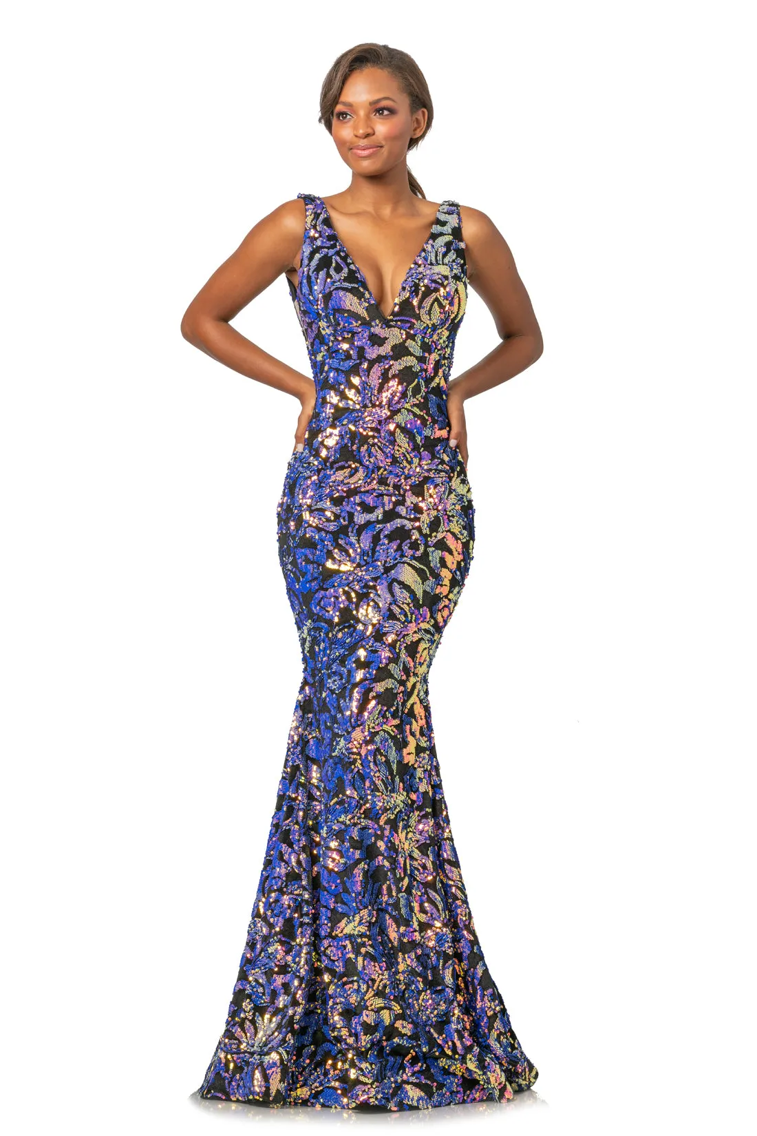 Johnathan Kayne 2106 Size 12, 16 Lilac Prom Dress Velvet Sequin Mermaid Pageant Gown