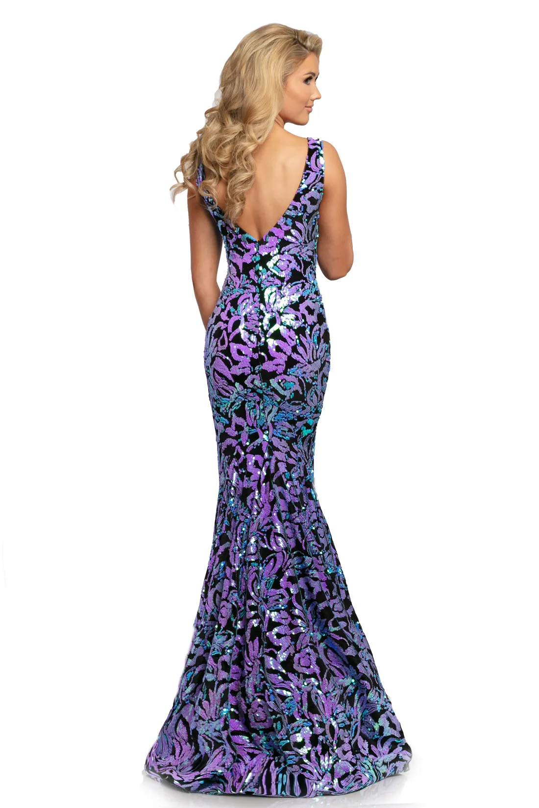 Johnathan Kayne 2106 Size 12, 16 Lilac Prom Dress Velvet Sequin Mermaid Pageant Gown