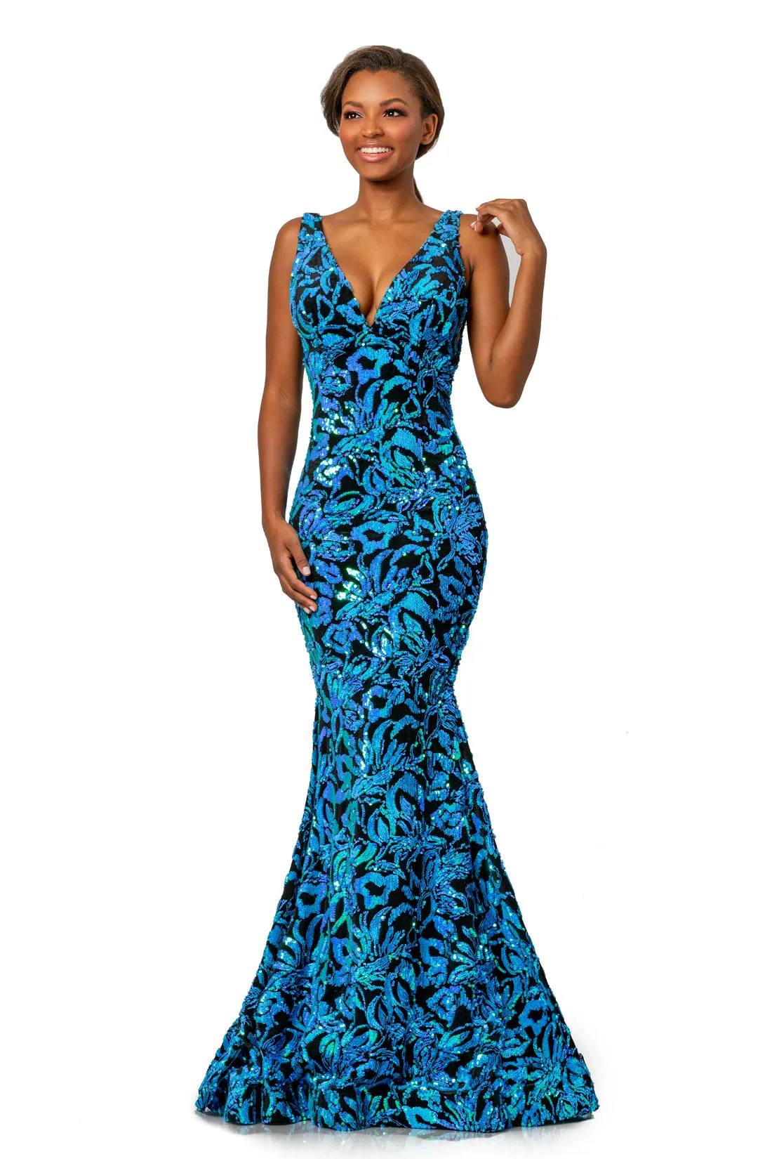 Johnathan Kayne 2106 Size 12, 16 Lilac Prom Dress Velvet Sequin Mermaid Pageant Gown