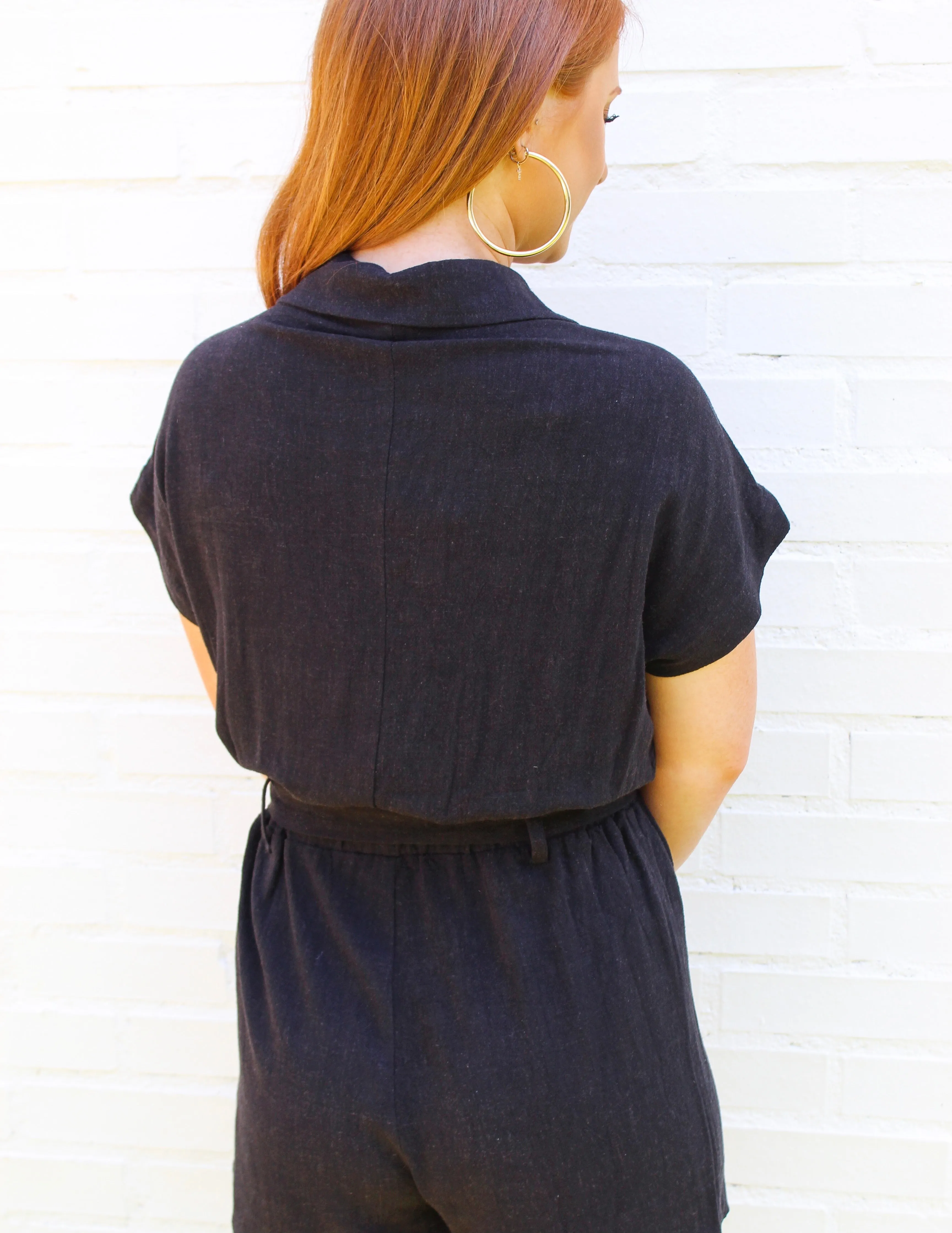 Jordan Belted Romper- Black