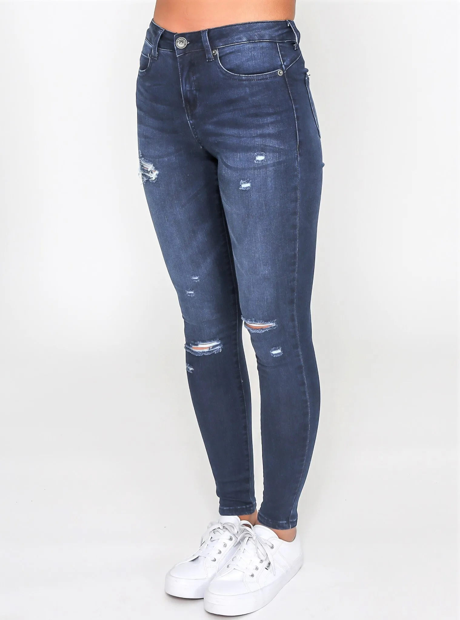 Kylie Ripped Skinny Jeans - Ink Wash