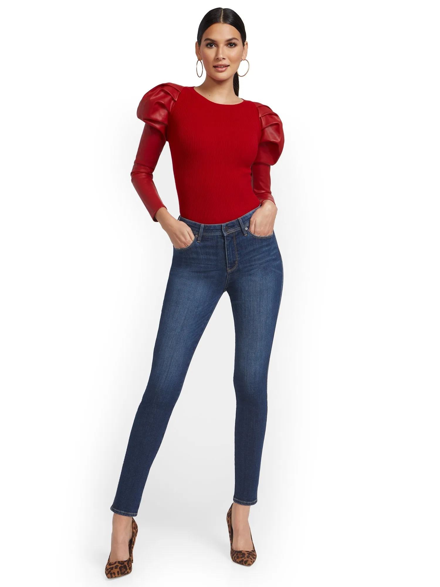 Lexi High-Waisted Super-Skinny Jeans - Medium Indigo