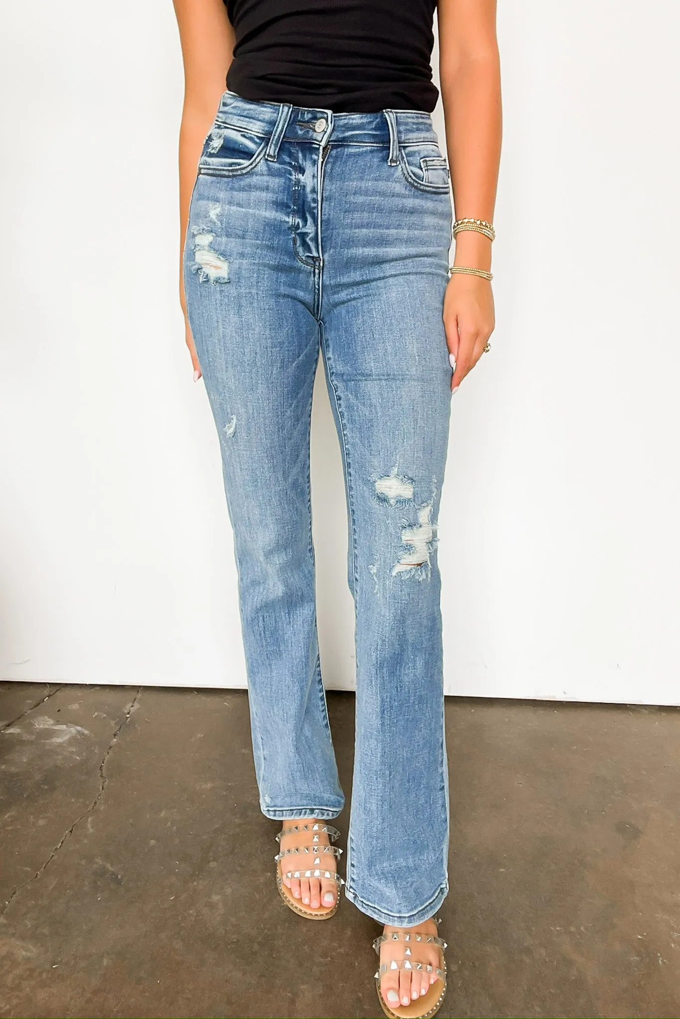 Lorian High Rise Destroyed Bootcut Jeans - JUDY BLUE
