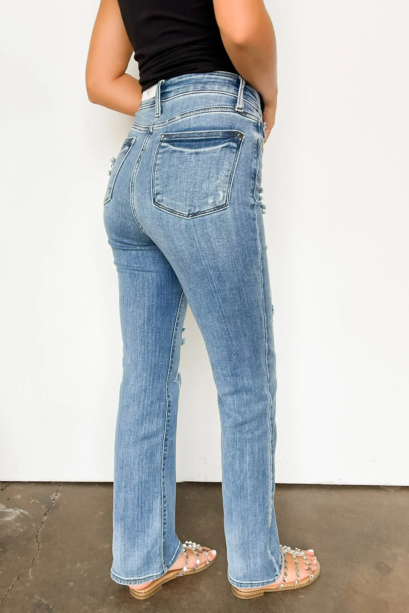 Lorian High Rise Destroyed Bootcut Jeans - JUDY BLUE