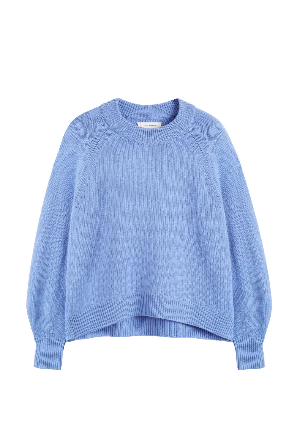 Powder-Blue Wool-Cashmere Saddle Sleeve Sweater