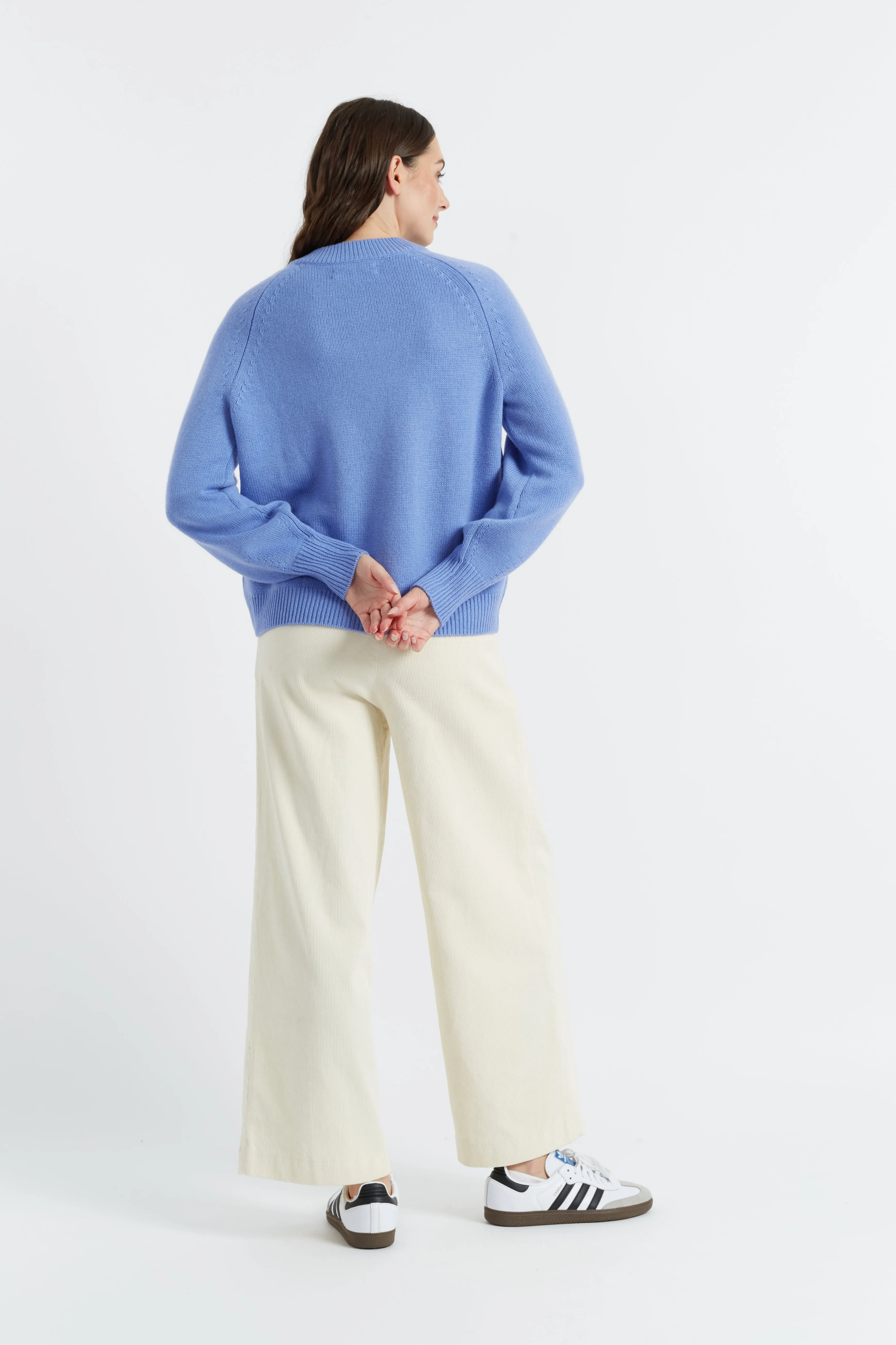 Powder-Blue Wool-Cashmere Saddle Sleeve Sweater