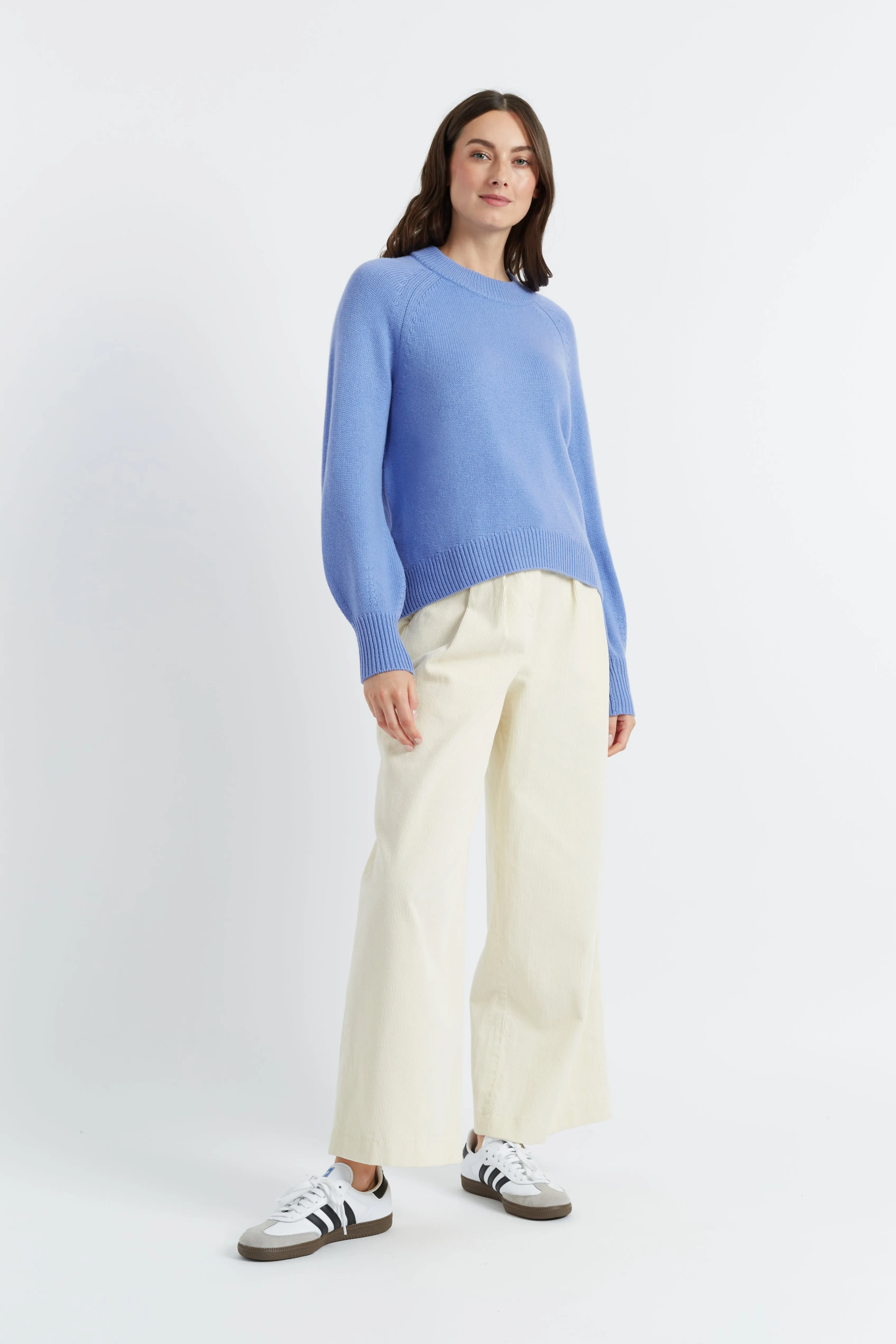 Powder-Blue Wool-Cashmere Saddle Sleeve Sweater