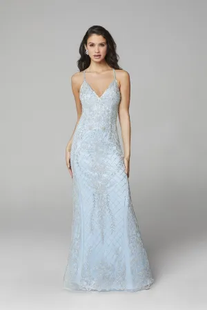Primavera Couture 3428 Size 8 Powder Blue Beaded prom dress Evening Gown