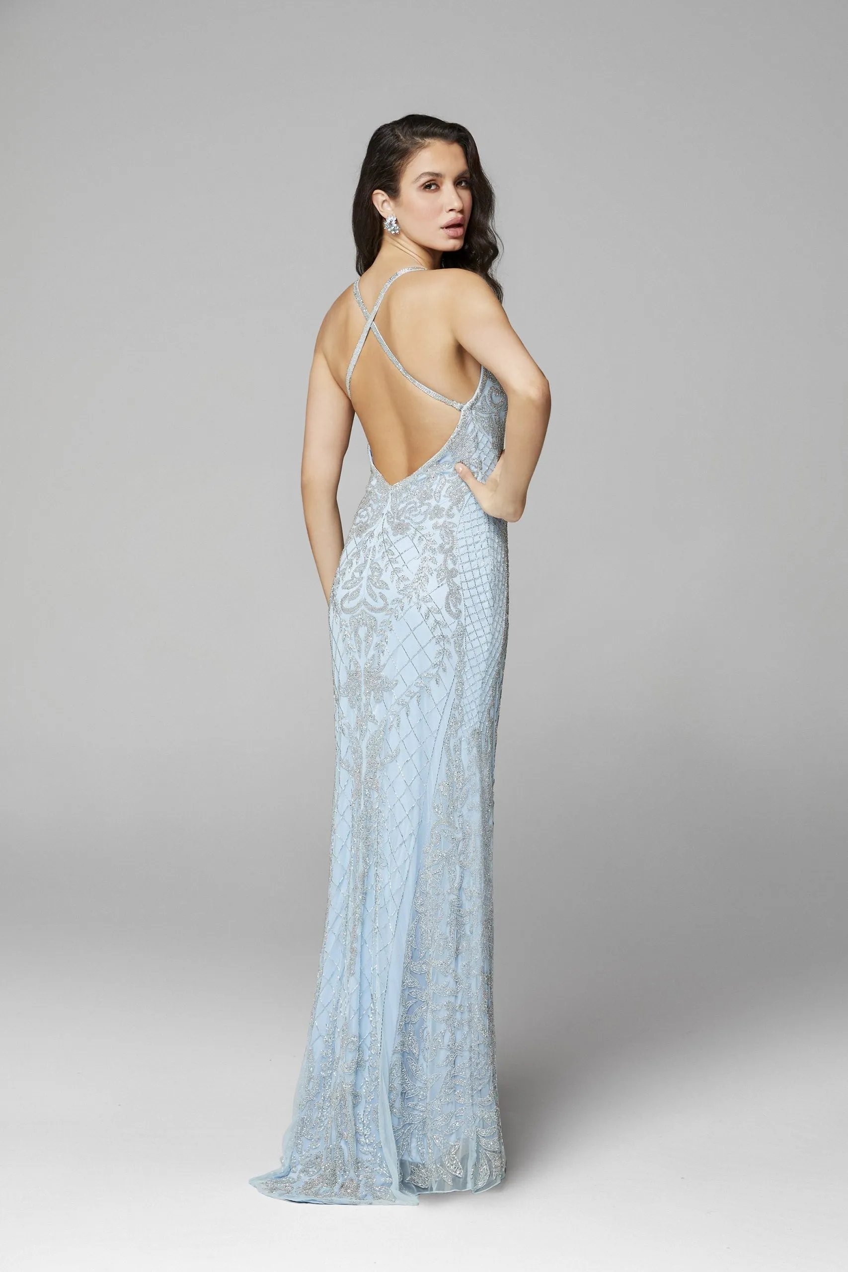 Primavera Couture 3428 Size 8 Powder Blue Beaded prom dress Evening Gown