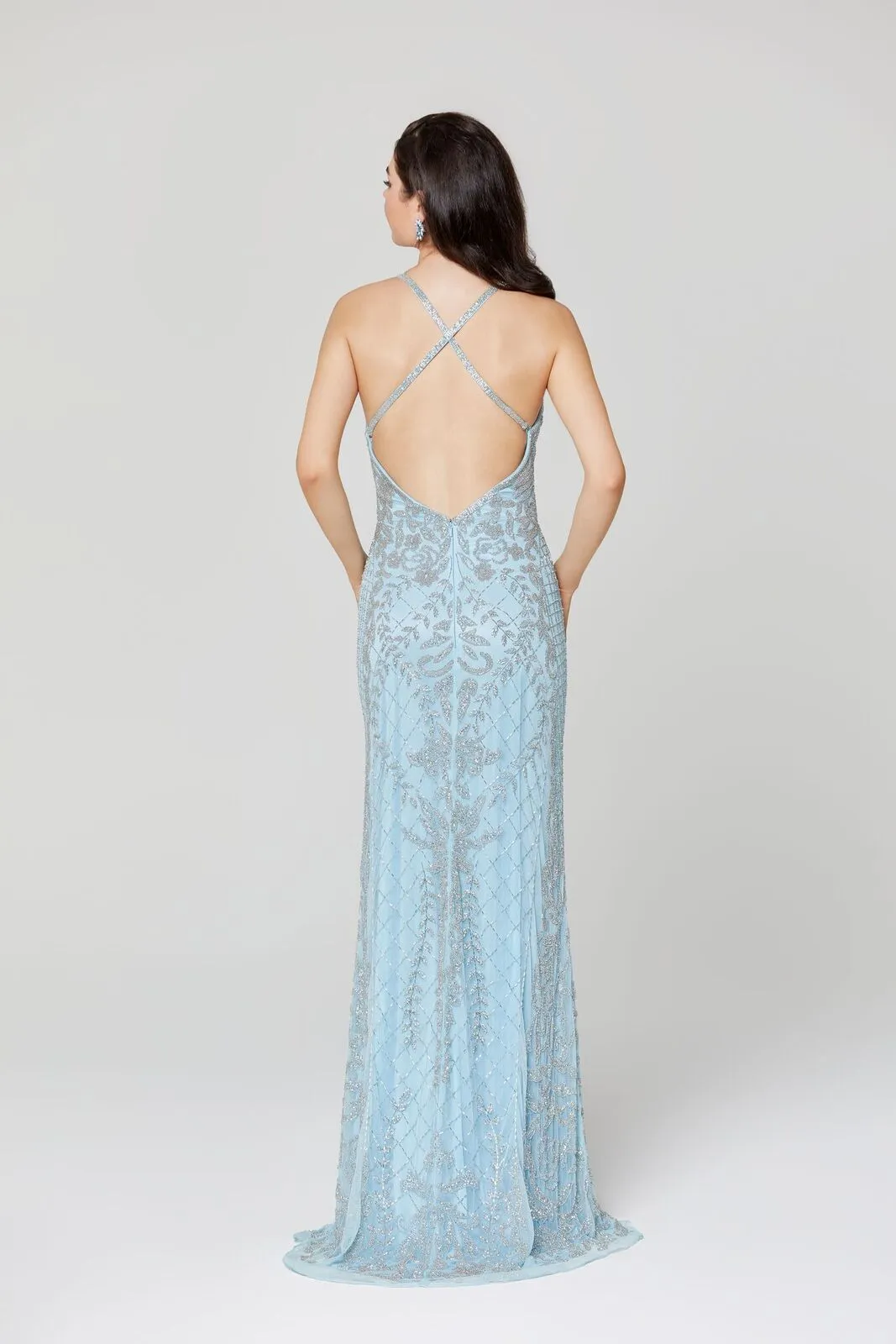 Primavera Couture 3428 Size 8 Powder Blue Beaded prom dress Evening Gown