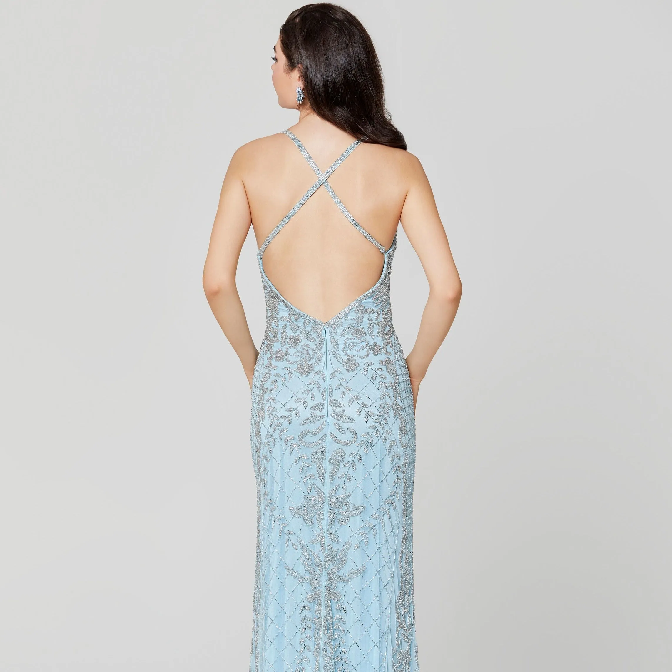 Primavera Couture 3428 Size 8 Powder Blue Beaded prom dress Evening Gown