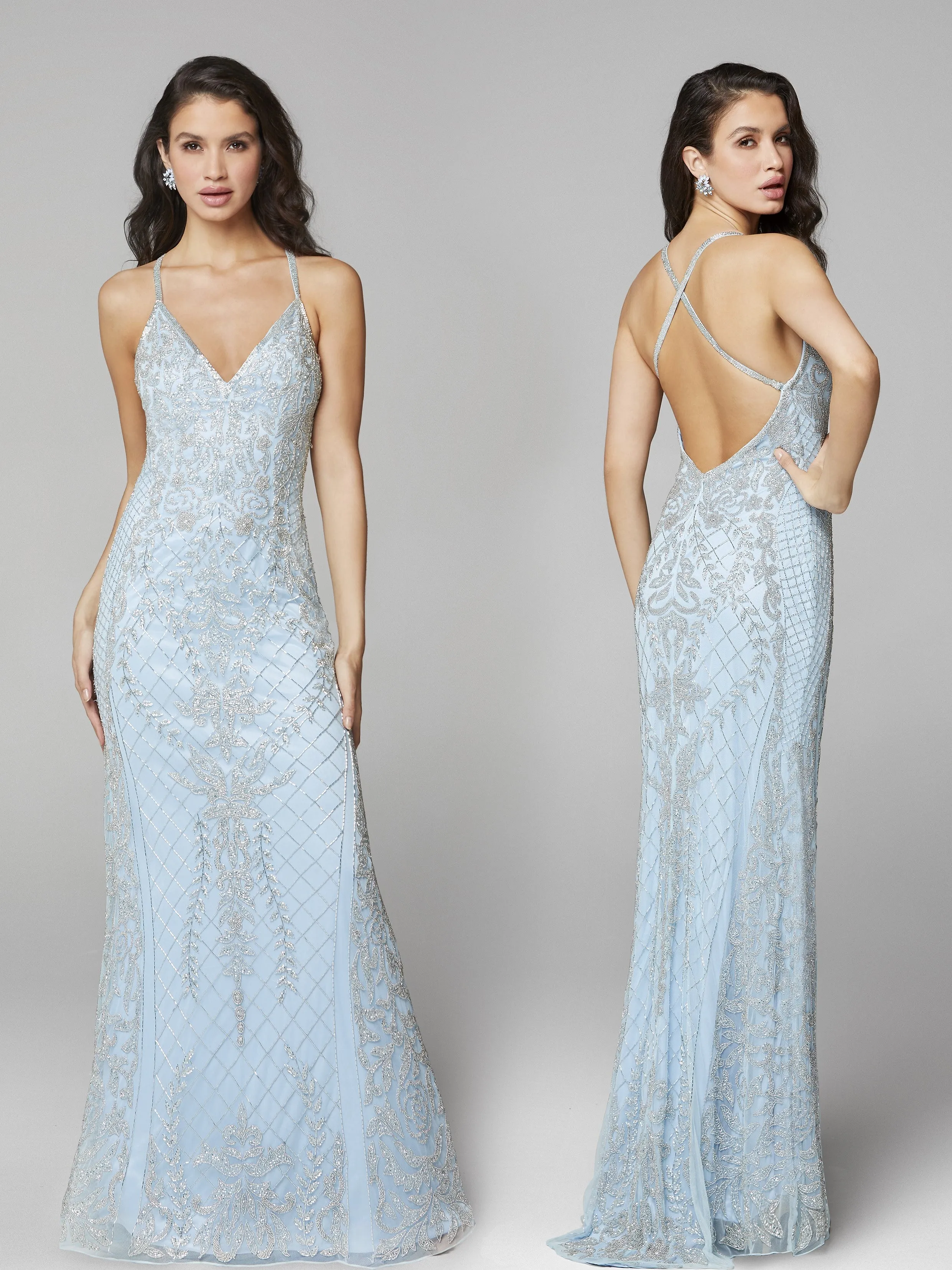 Primavera Couture 3428 Size 8 Powder Blue Beaded prom dress Evening Gown