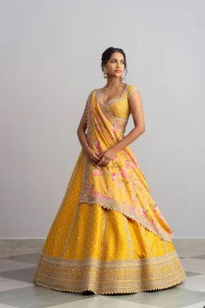Riwaayat - Yellow Embroidered Lehenga Set