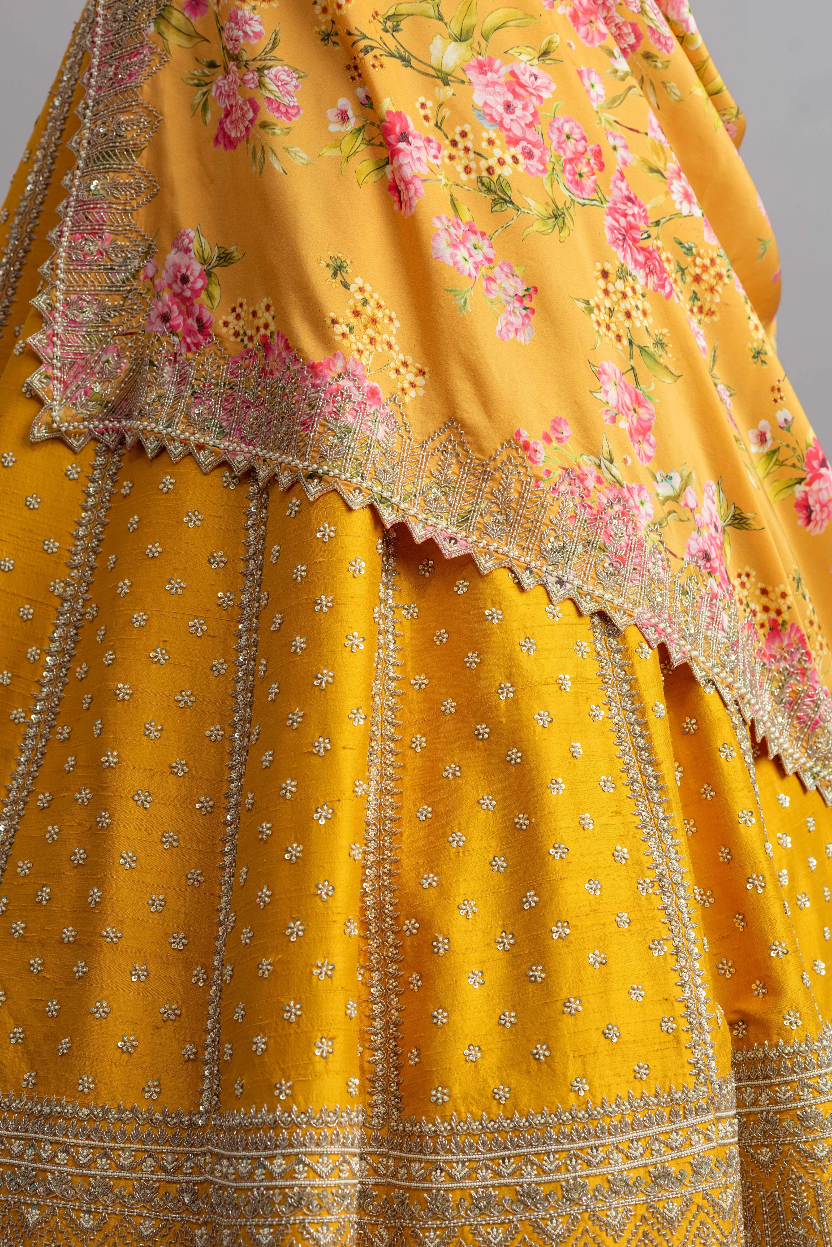 Riwaayat - Yellow Embroidered Lehenga Set