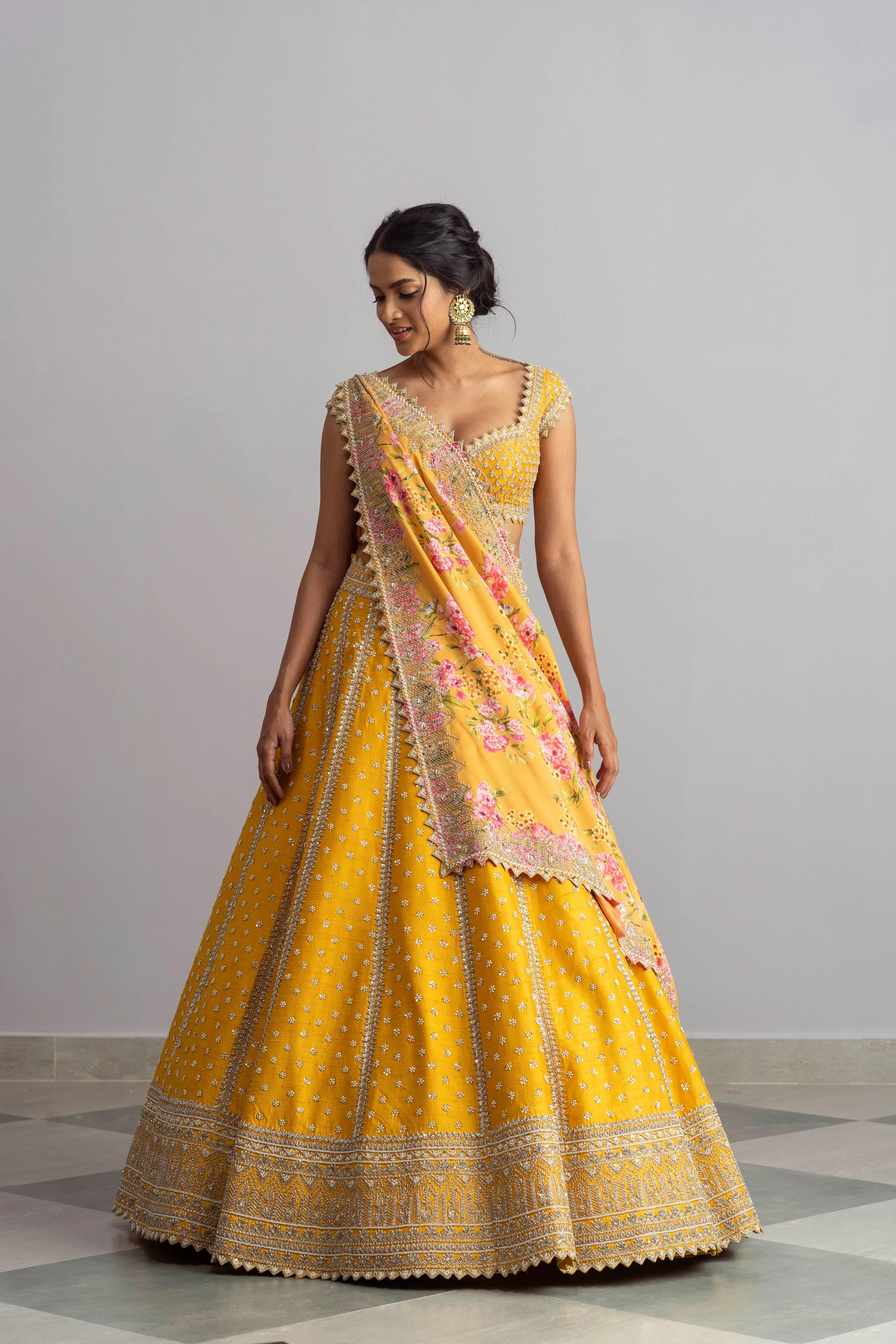 Riwaayat - Yellow Embroidered Lehenga Set