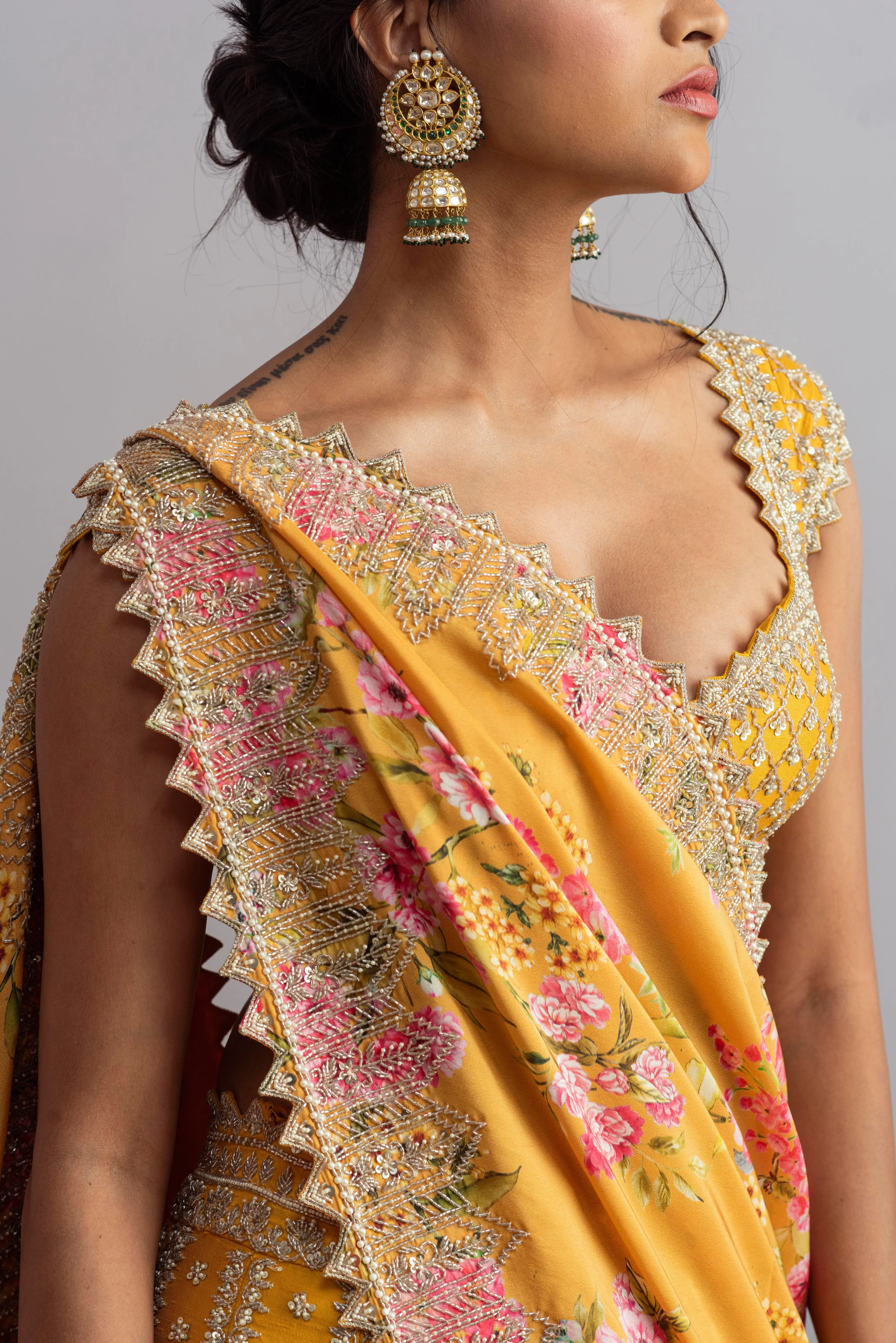 Riwaayat - Yellow Embroidered Lehenga Set
