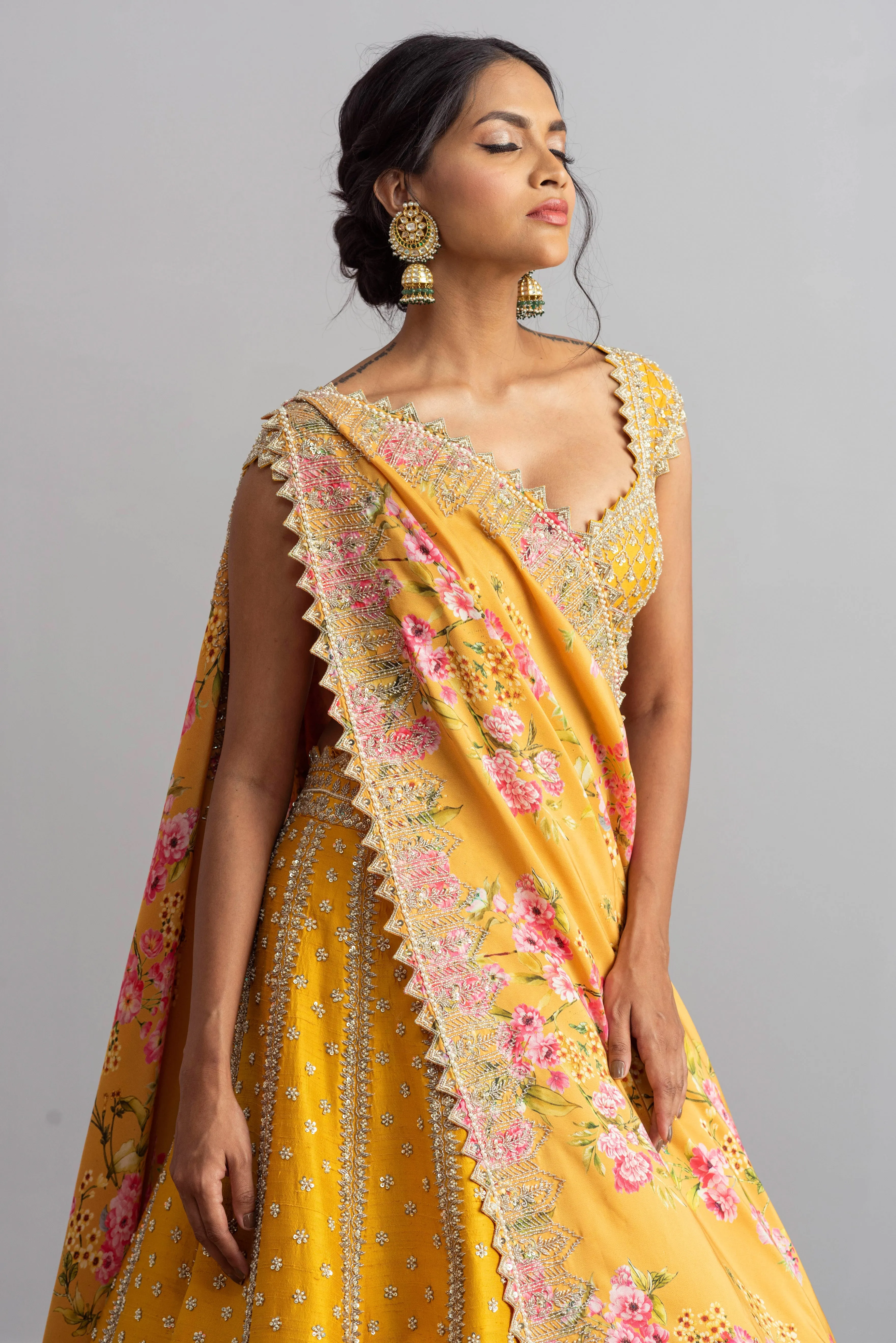 Riwaayat - Yellow Embroidered Lehenga Set