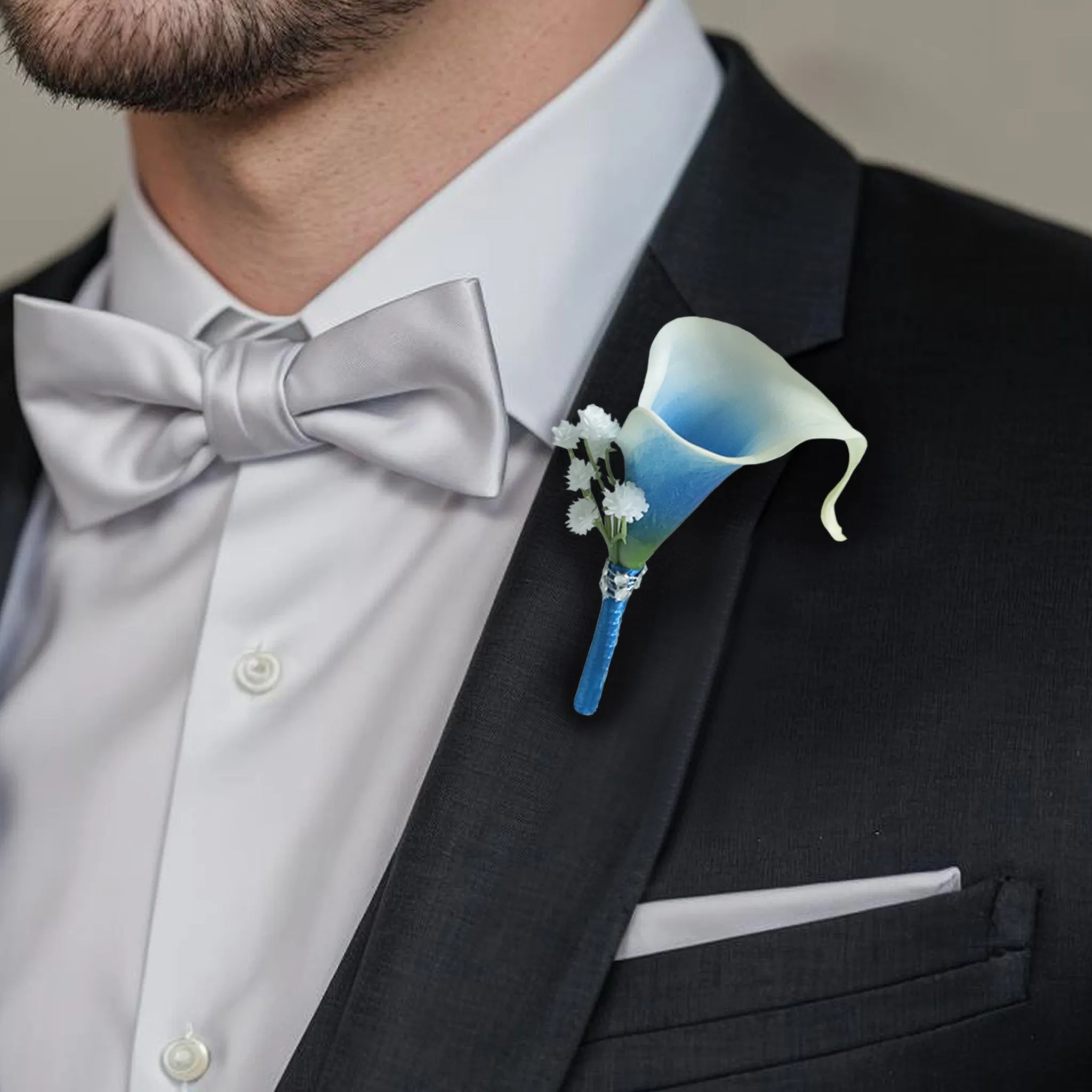 Royal Blue Calla Lily Wedding Bouquets Boutonnieres Corsages
