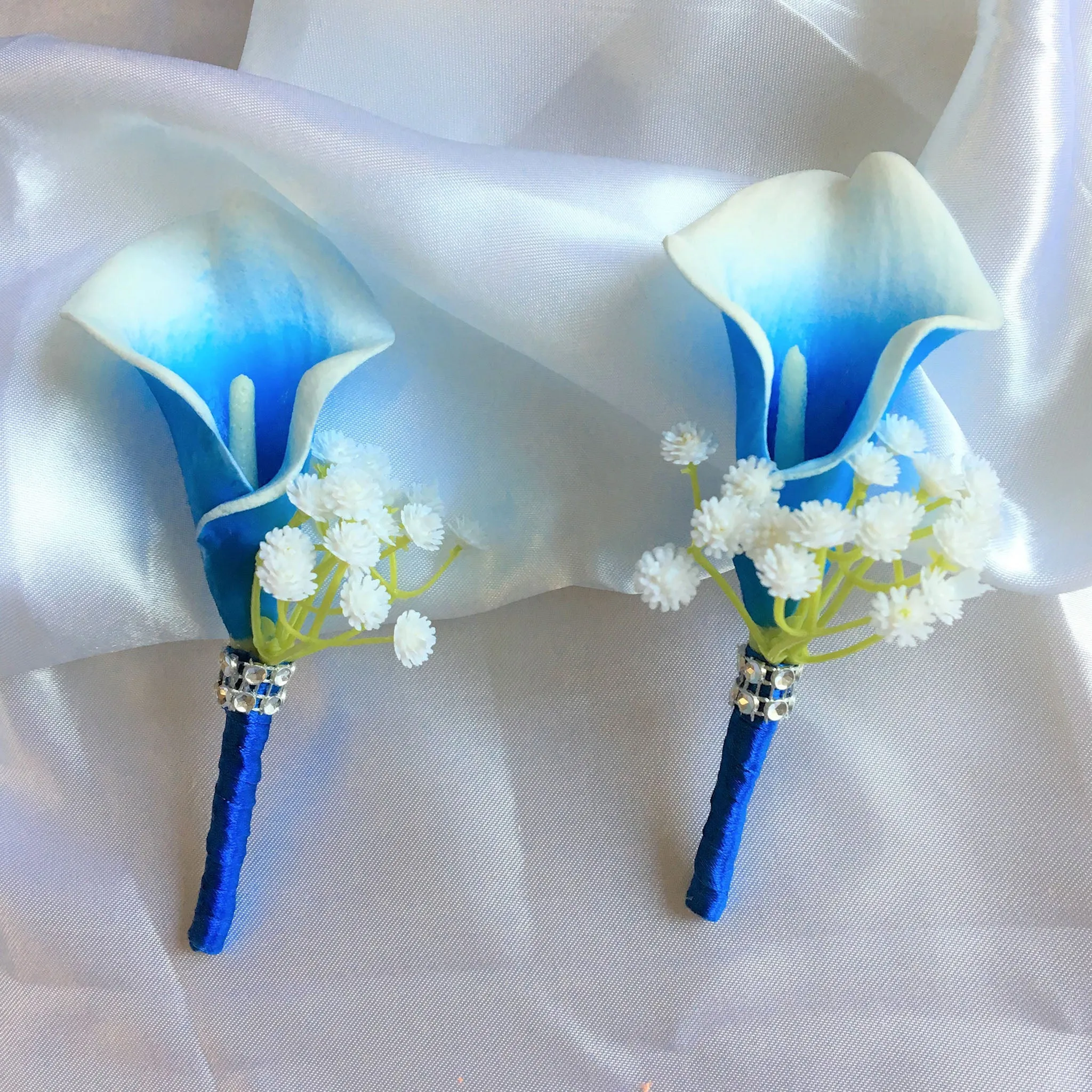 Royal Blue Calla Lily Wedding Bouquets Boutonnieres Corsages