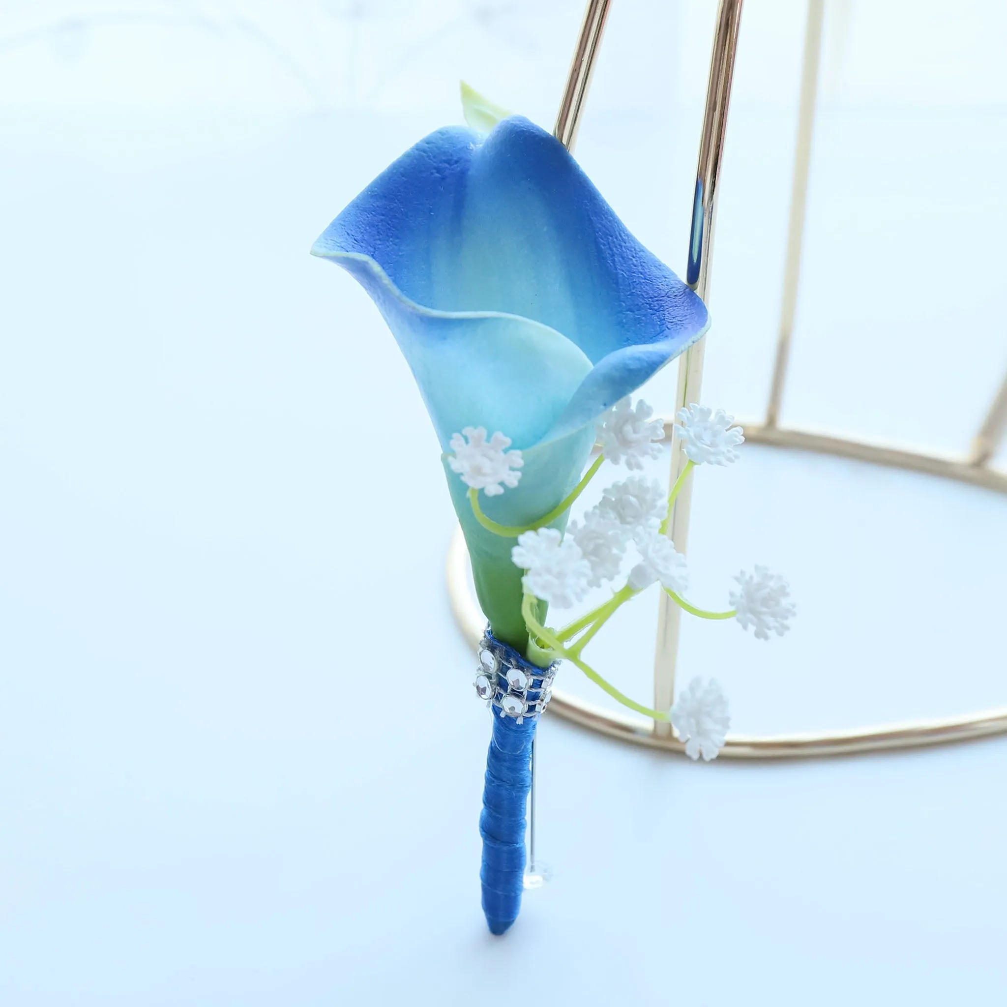Royal Blue Calla Lily Wedding Bouquets Boutonnieres Corsages