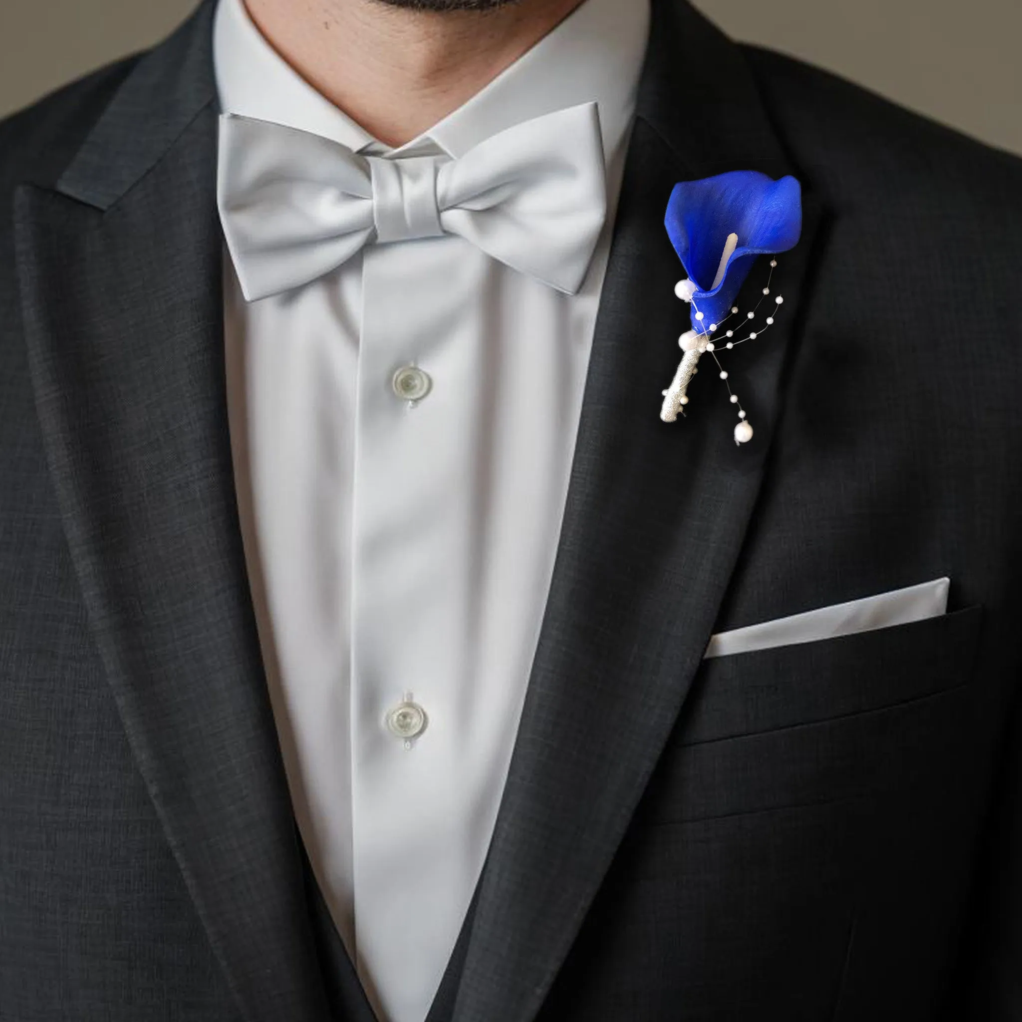Royal Blue Calla Lily Wedding Bouquets Boutonnieres Corsages
