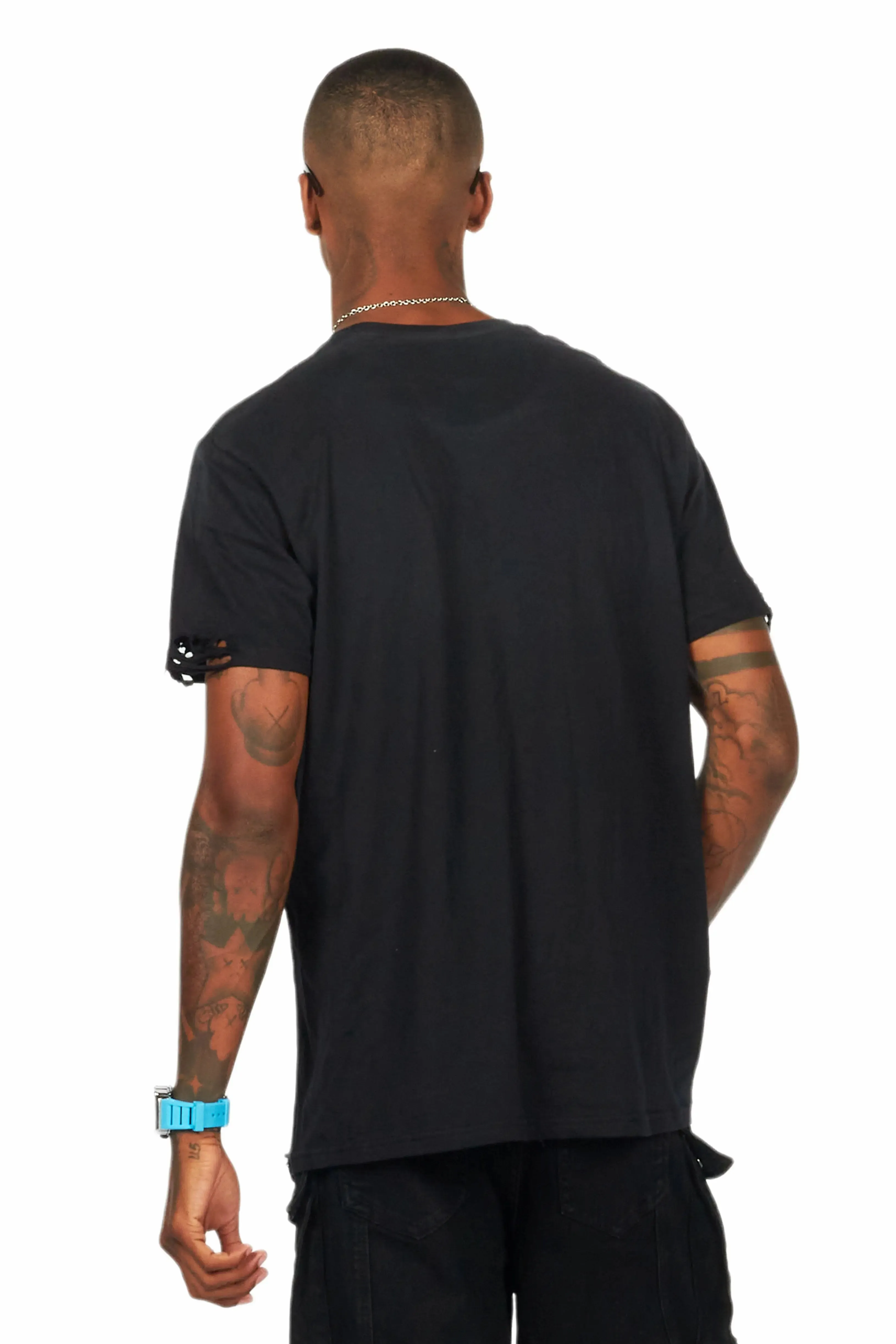 Santorini Black Oversized Graphic T-Shirt