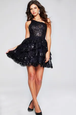 Short One Shoulder Tiered Dress by Jovani 42016