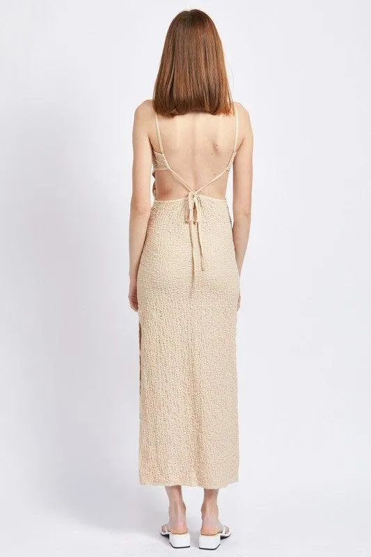 Spaghetti Strap Open Back Midi Dress