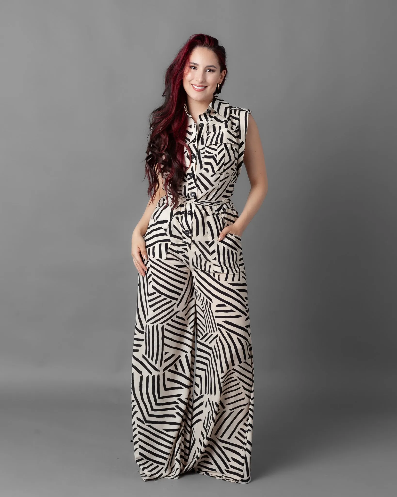 Stockholm Abstract Sleeveless Jumpsuit